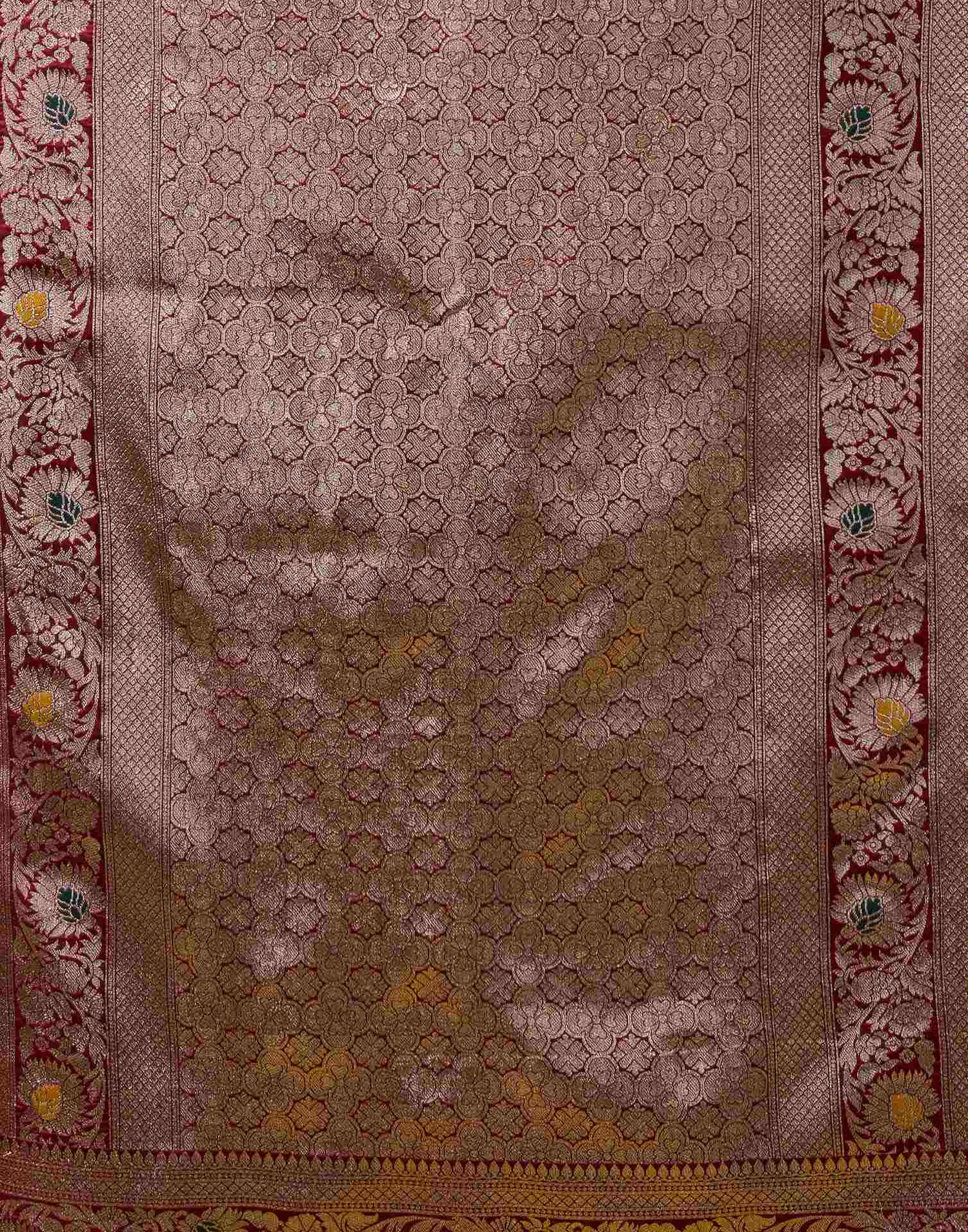 Maroon Silk Woven Banarasi Saree