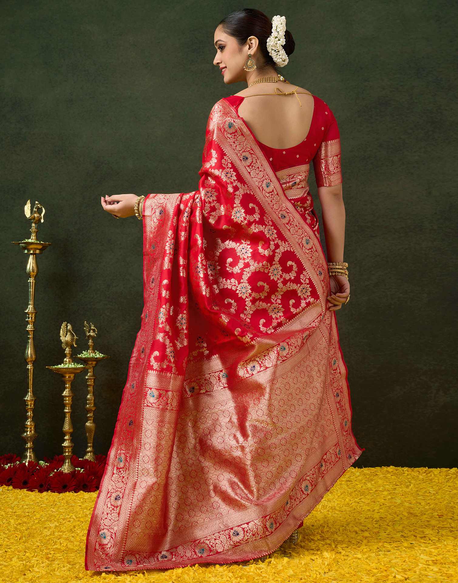 Red Silk Woven Banarasi Saree