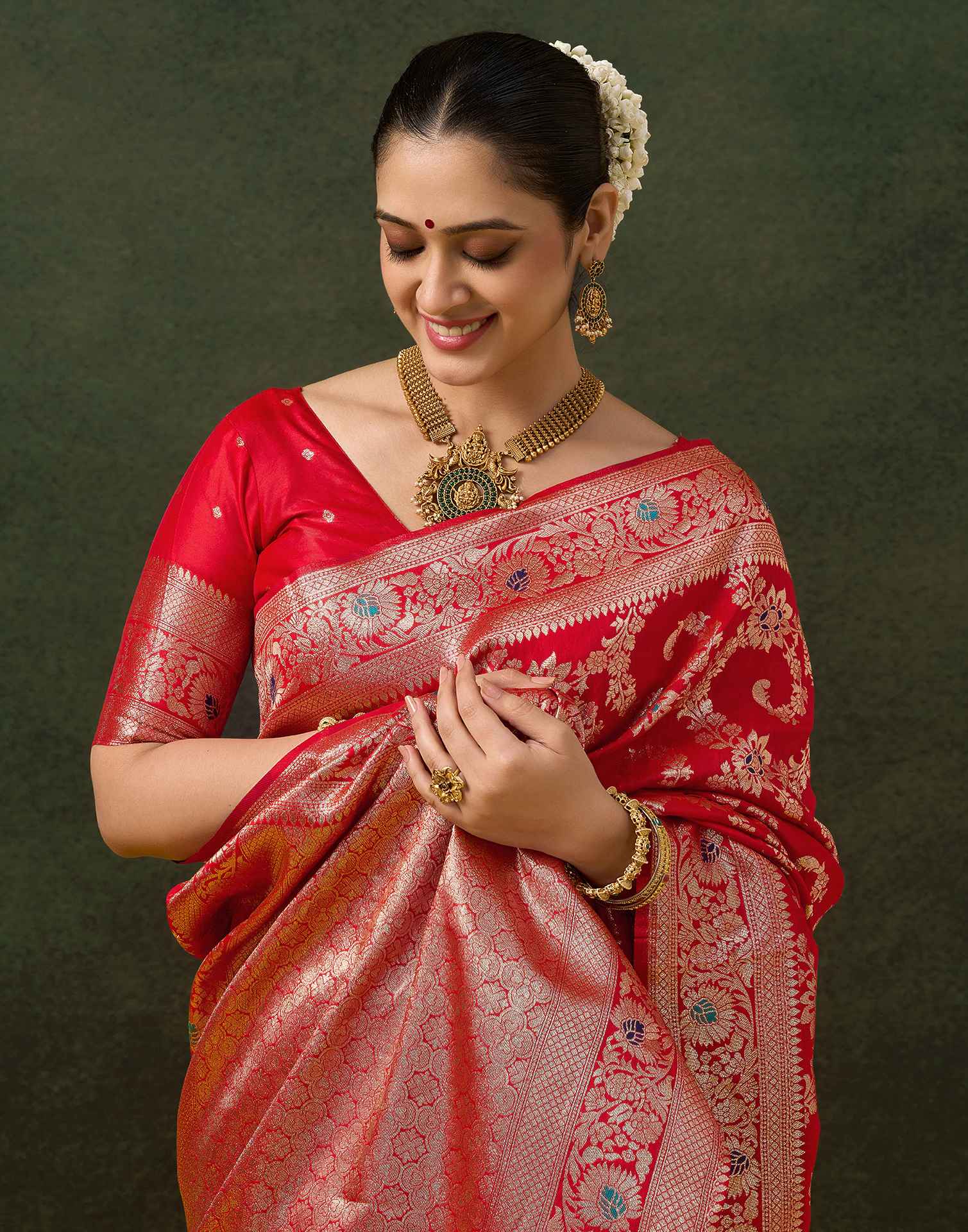 Red Silk Woven Banarasi Saree