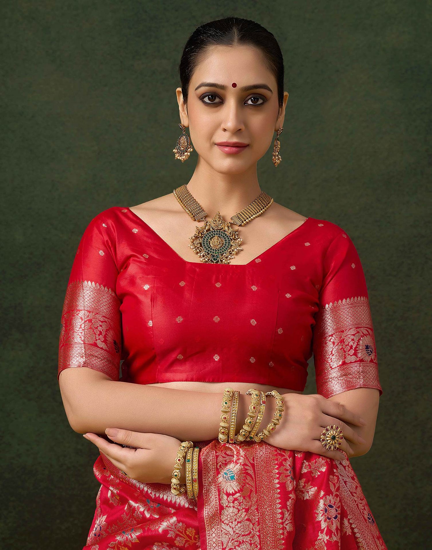 Red Silk Woven Banarasi Saree