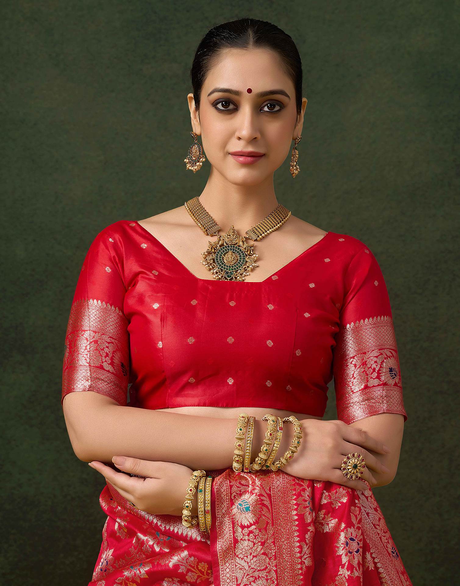 Red Silk Woven Banarasi Saree