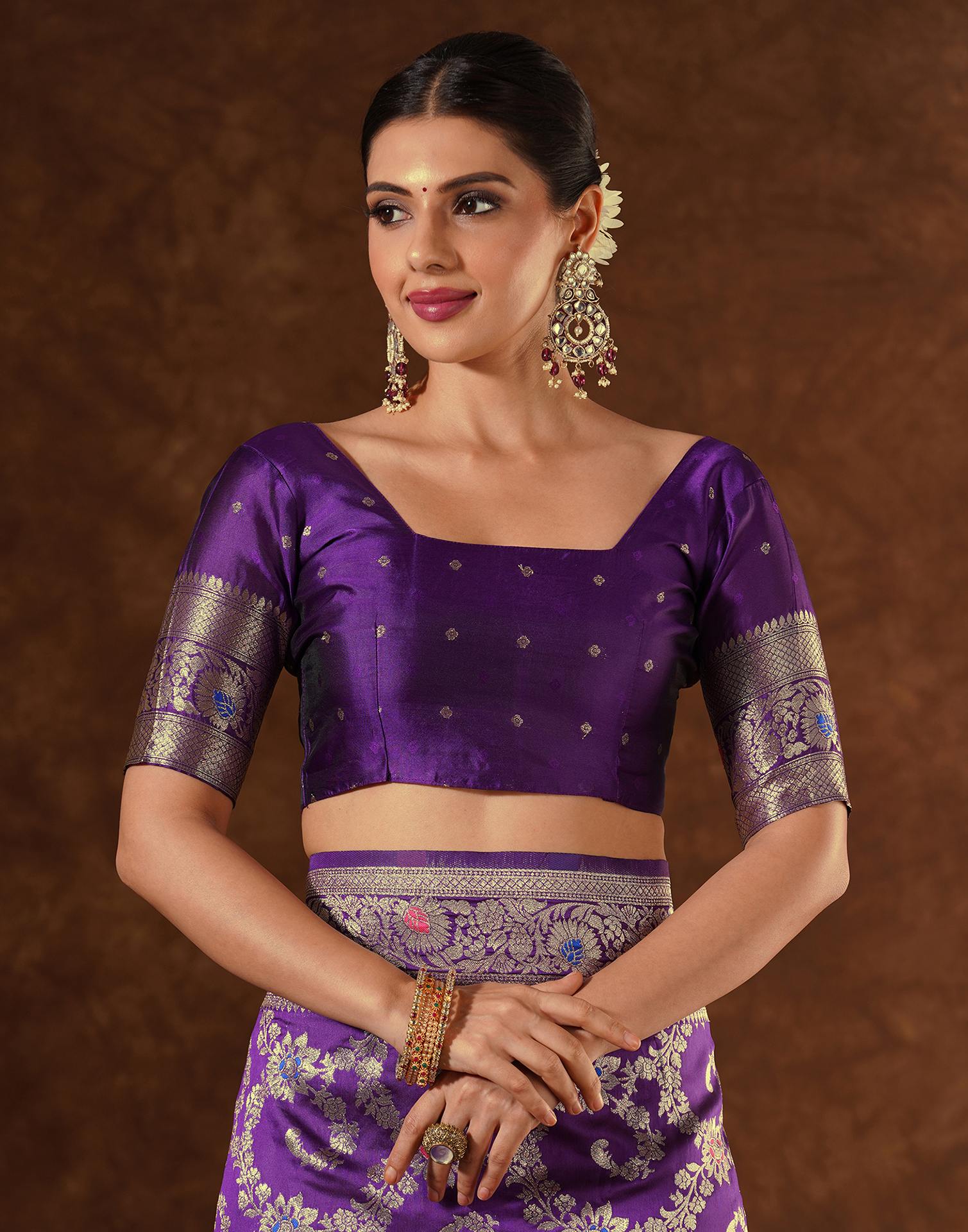 Purple Silk Woven Banarasi Saree