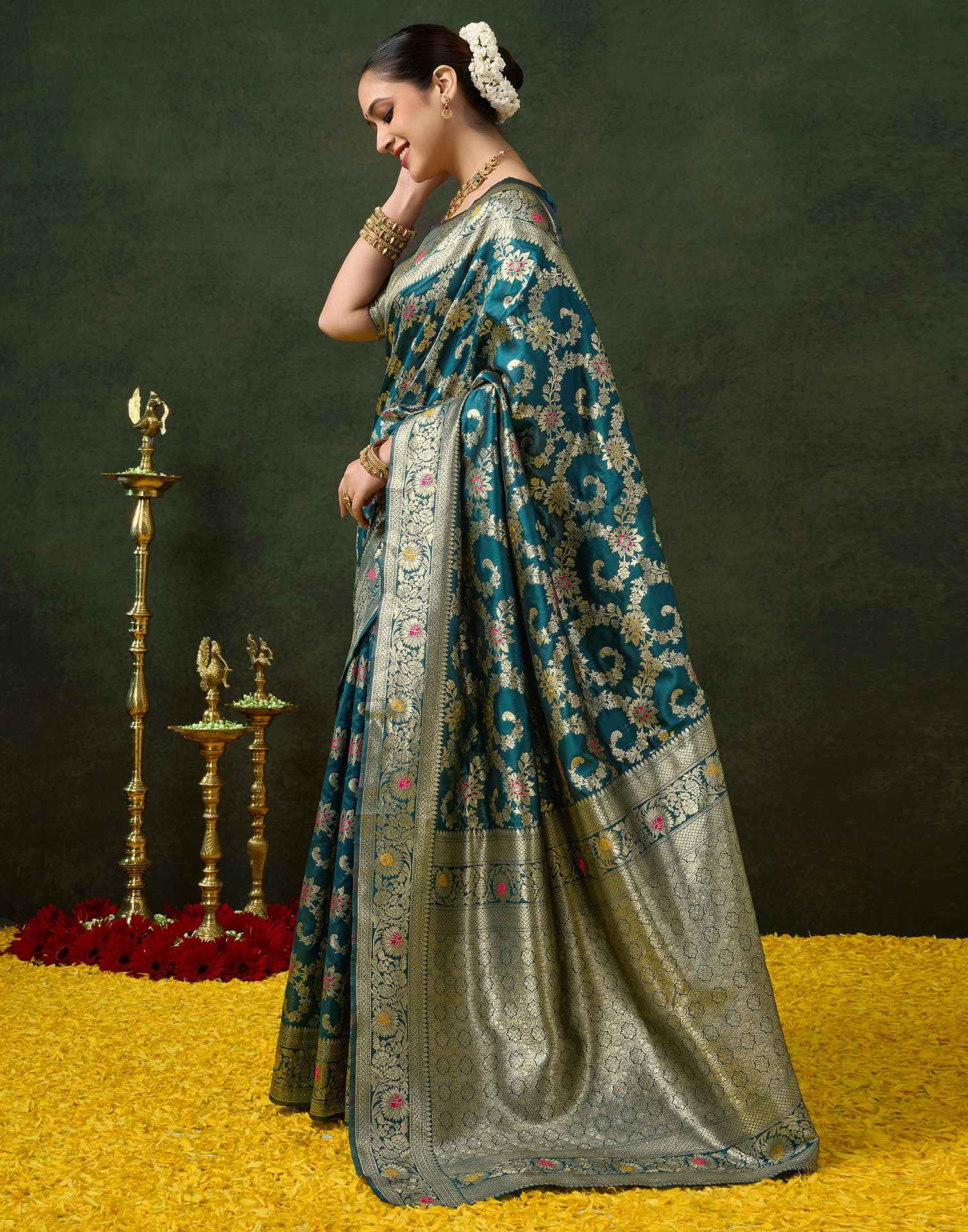 Blue Silk Woven Banarasi Saree
