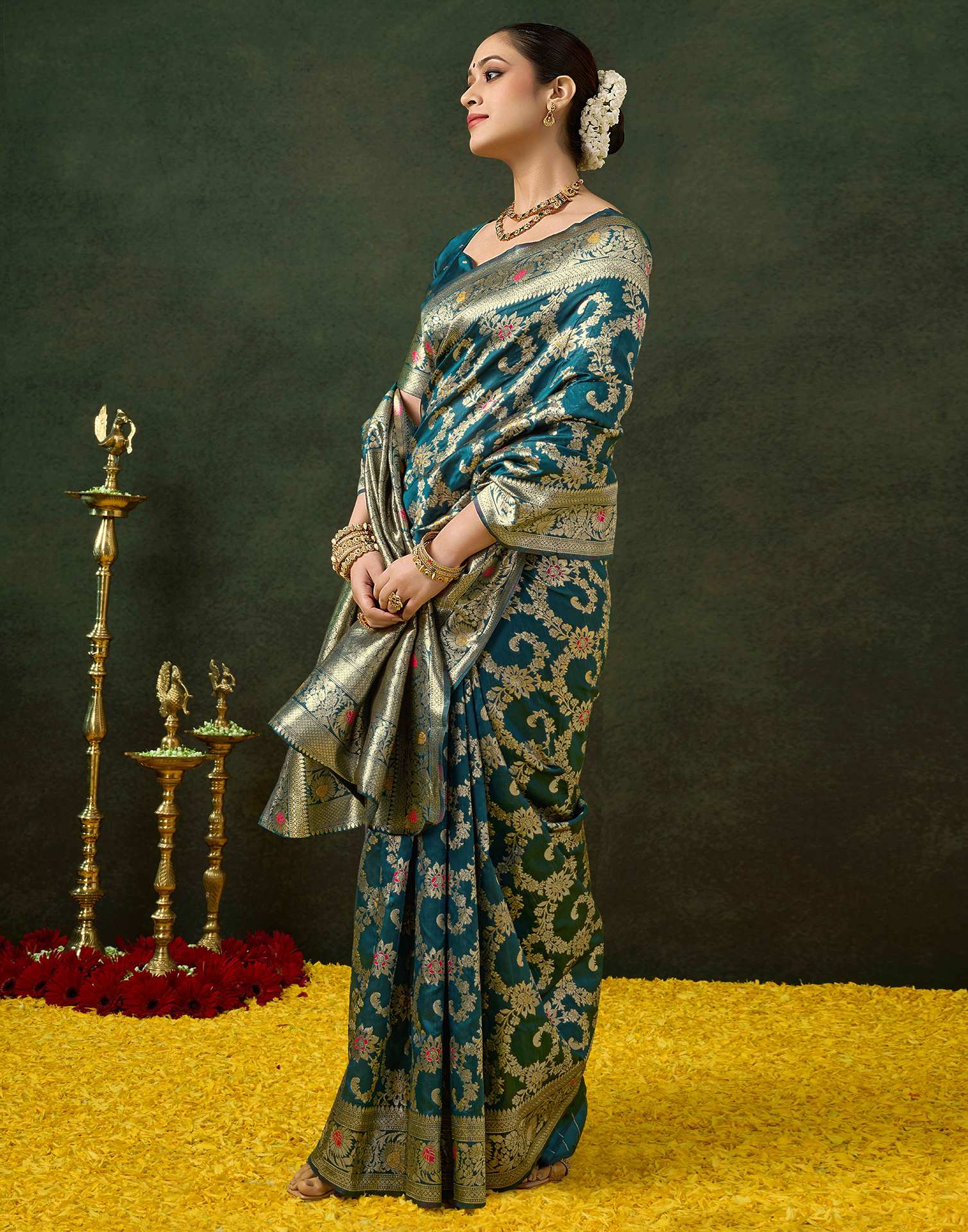Blue Silk Woven Banarasi Saree