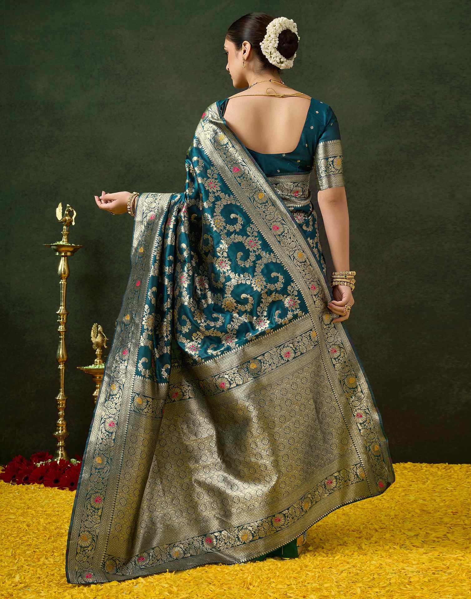Blue Silk Woven Banarasi Saree