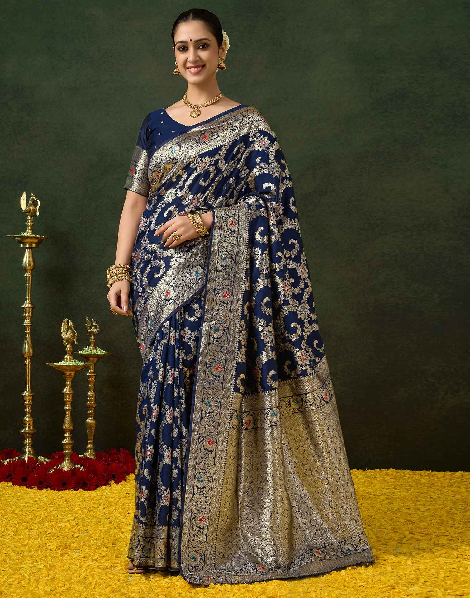 Blue Silk Woven Banarasi Saree