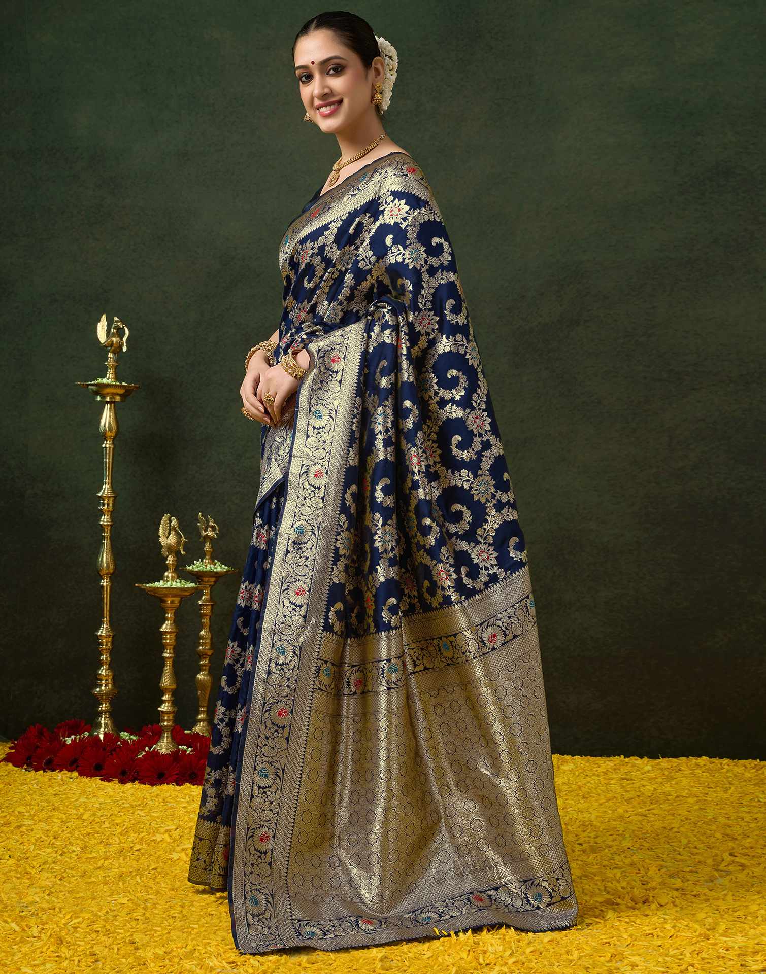 Blue Silk Woven Banarasi Saree