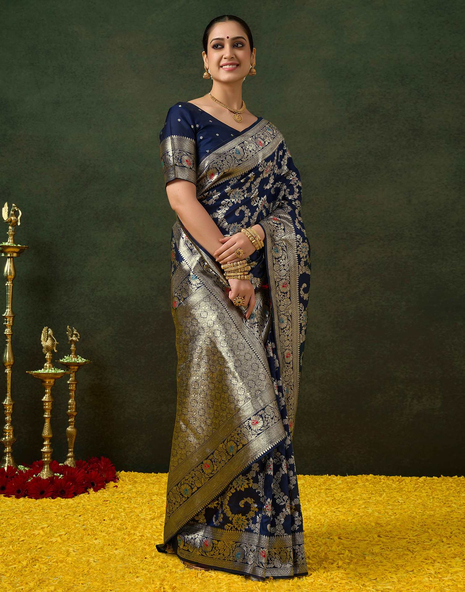 Blue Silk Woven Banarasi Saree