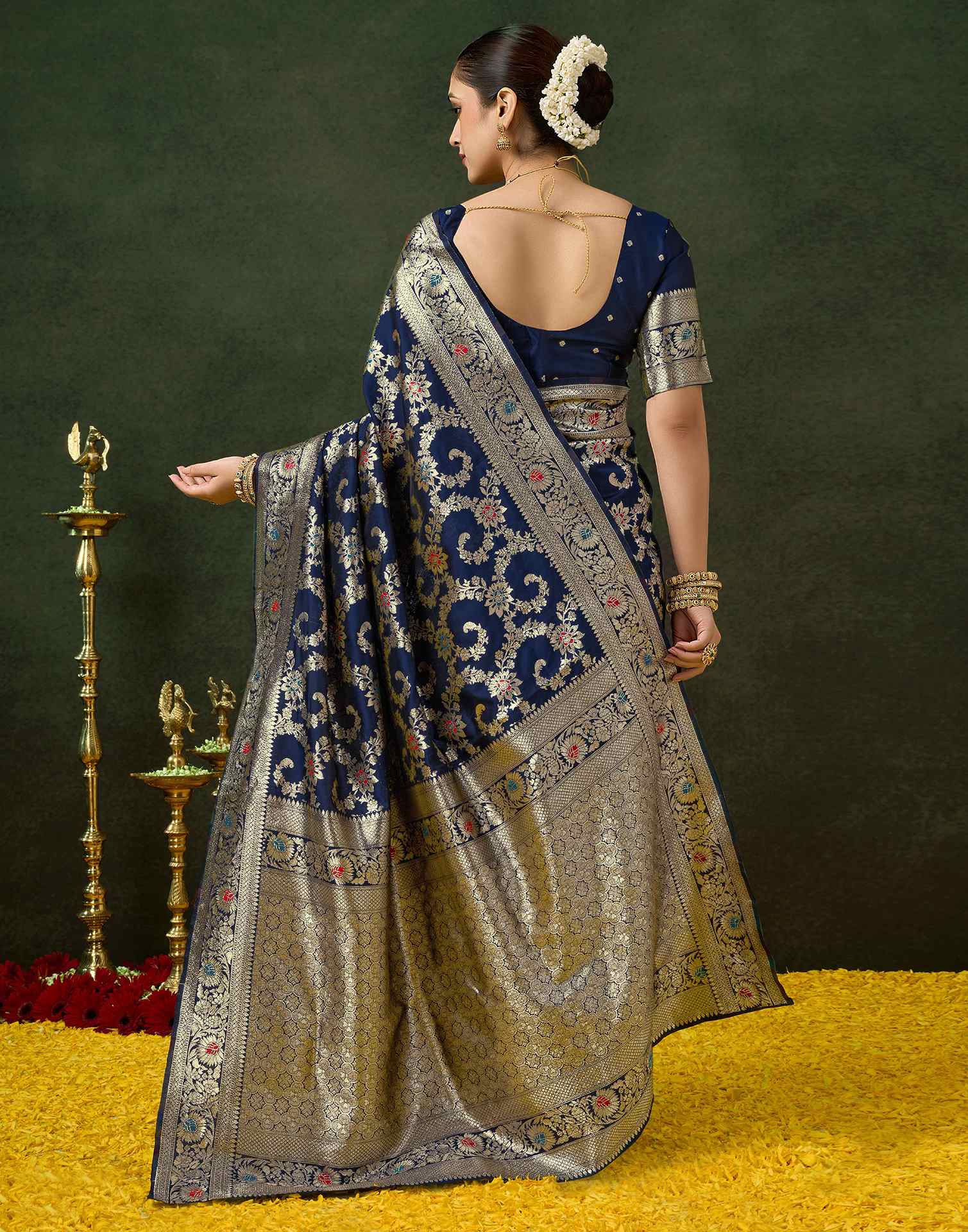 Blue Silk Woven Banarasi Saree