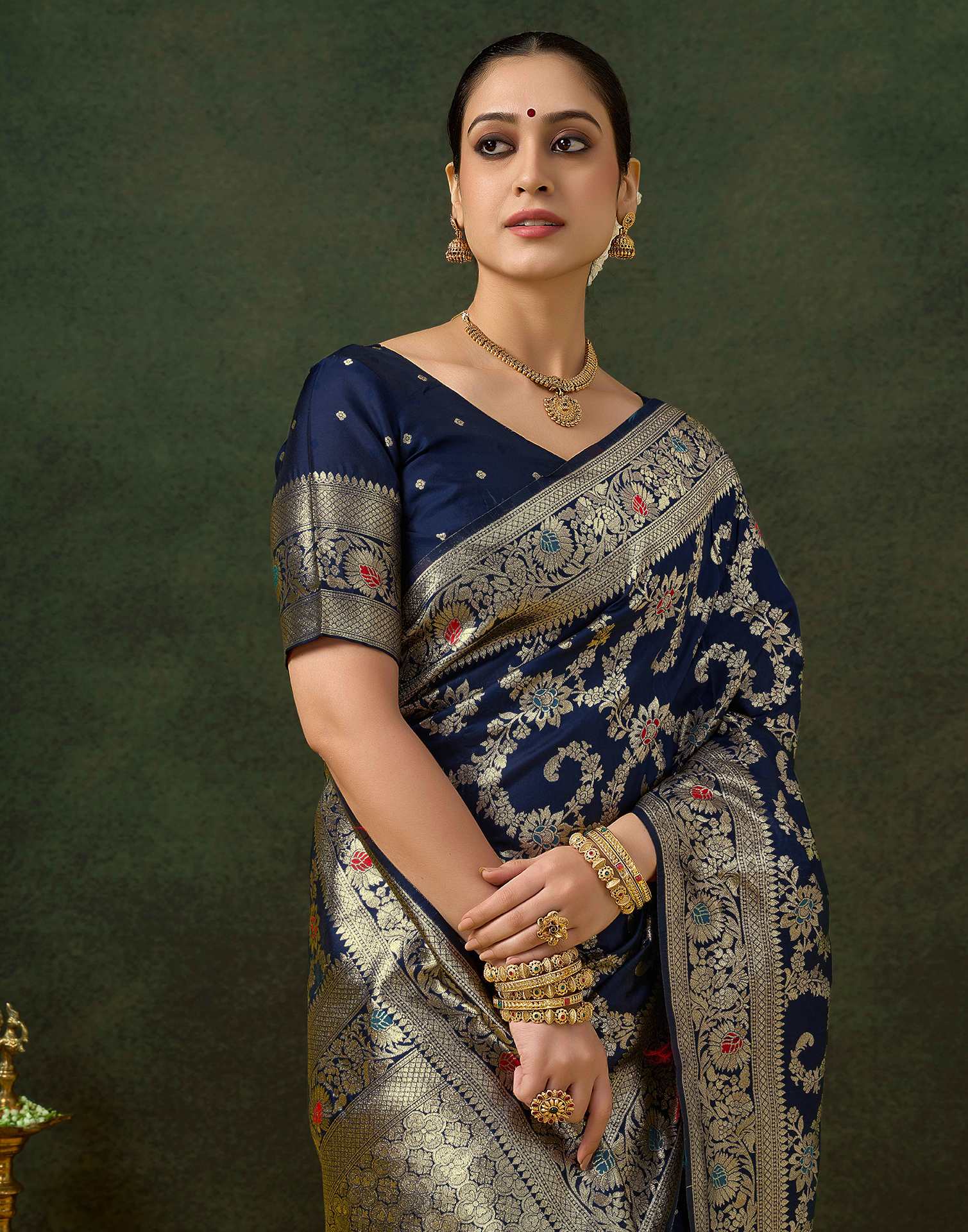 Blue Silk Woven Banarasi Saree