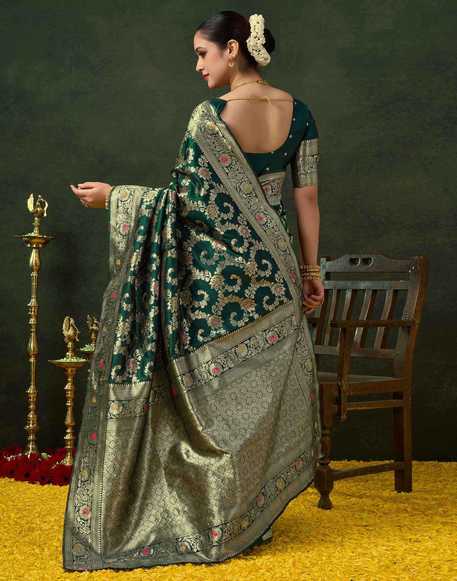 Green Silk Woven Banarasi Saree