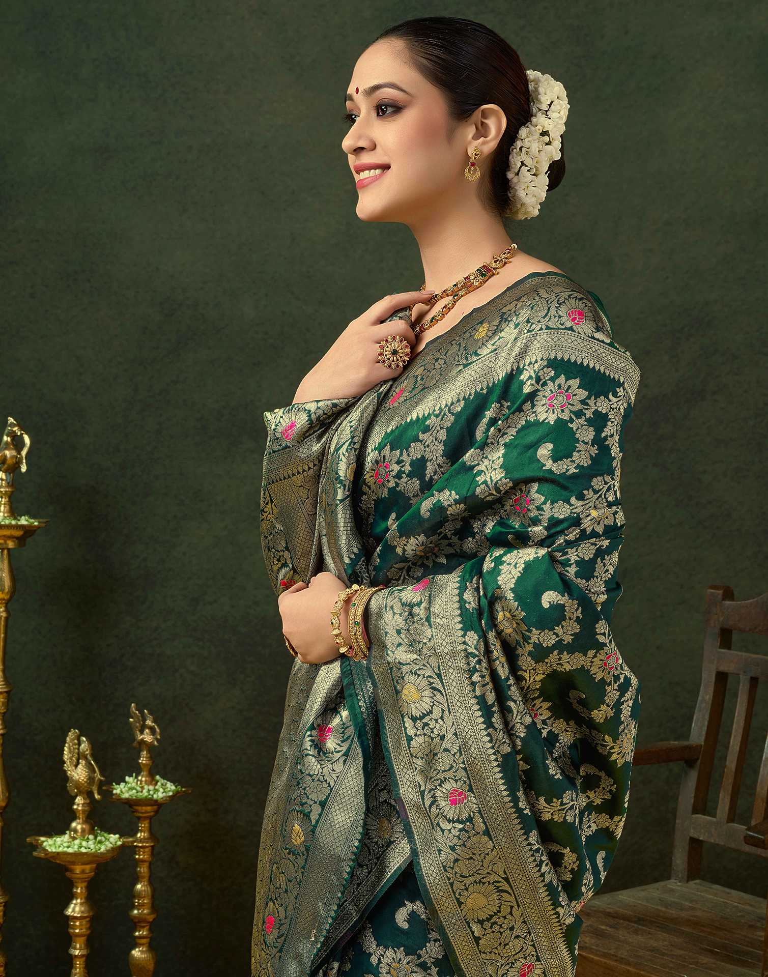 Green Silk Woven Banarasi Saree