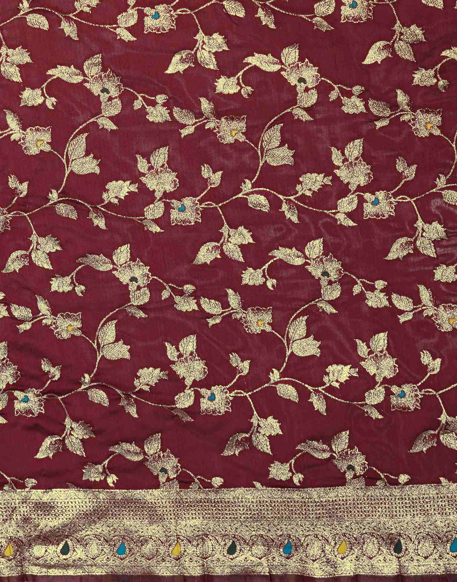 Maroon Silk Woven Banarasi Saree
