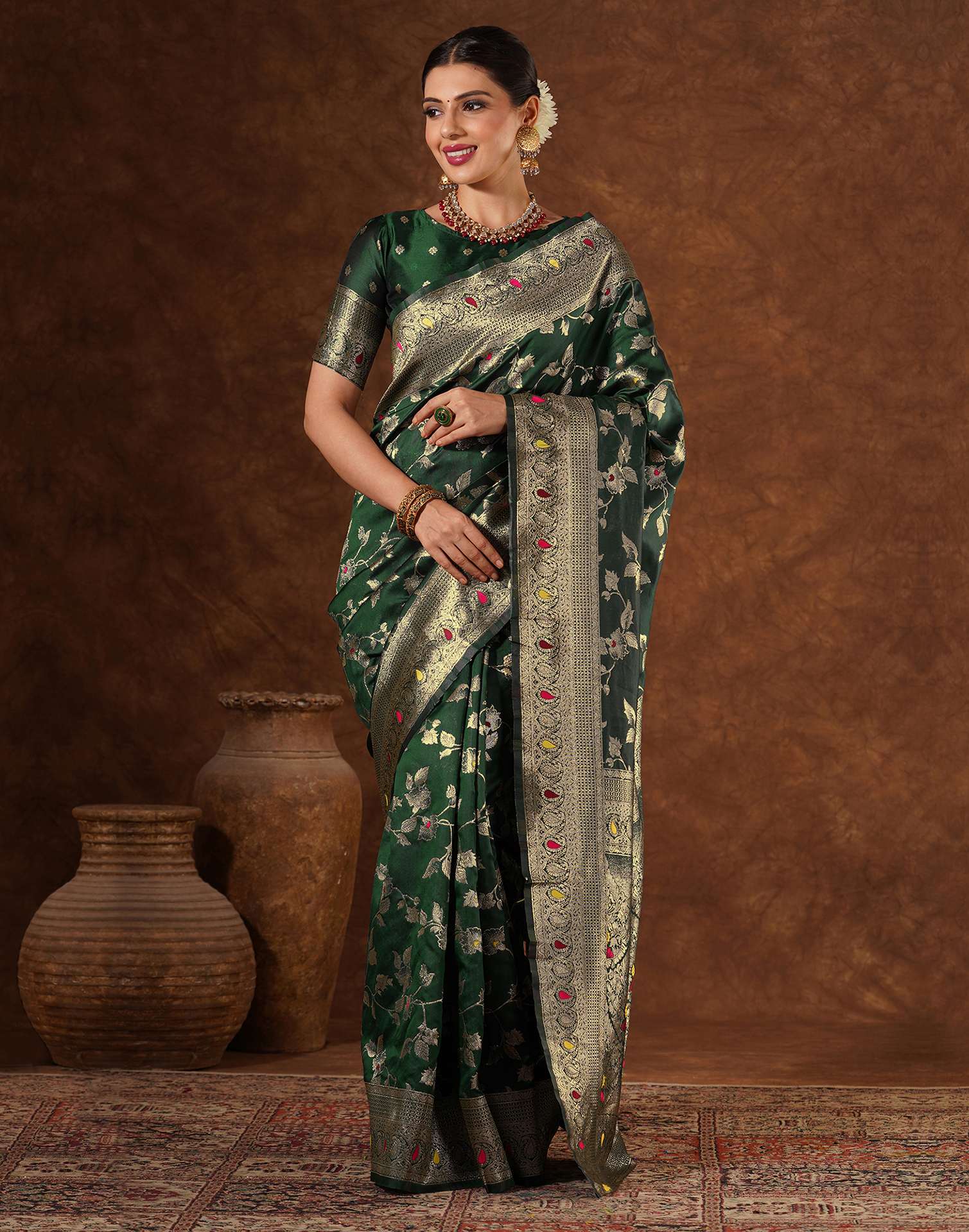 Green Silk Woven Banarasi Saree