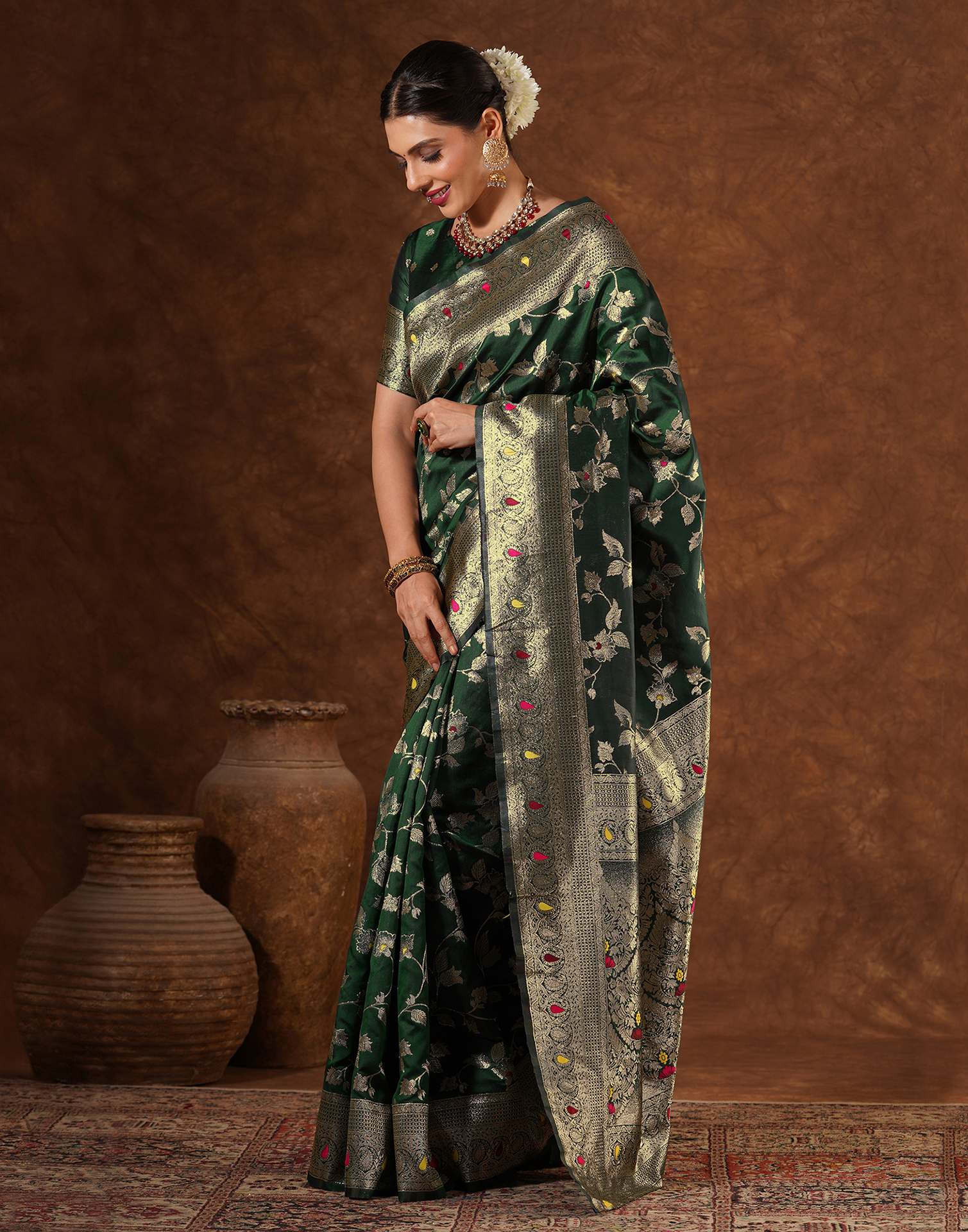 Green Silk Woven Banarasi Saree