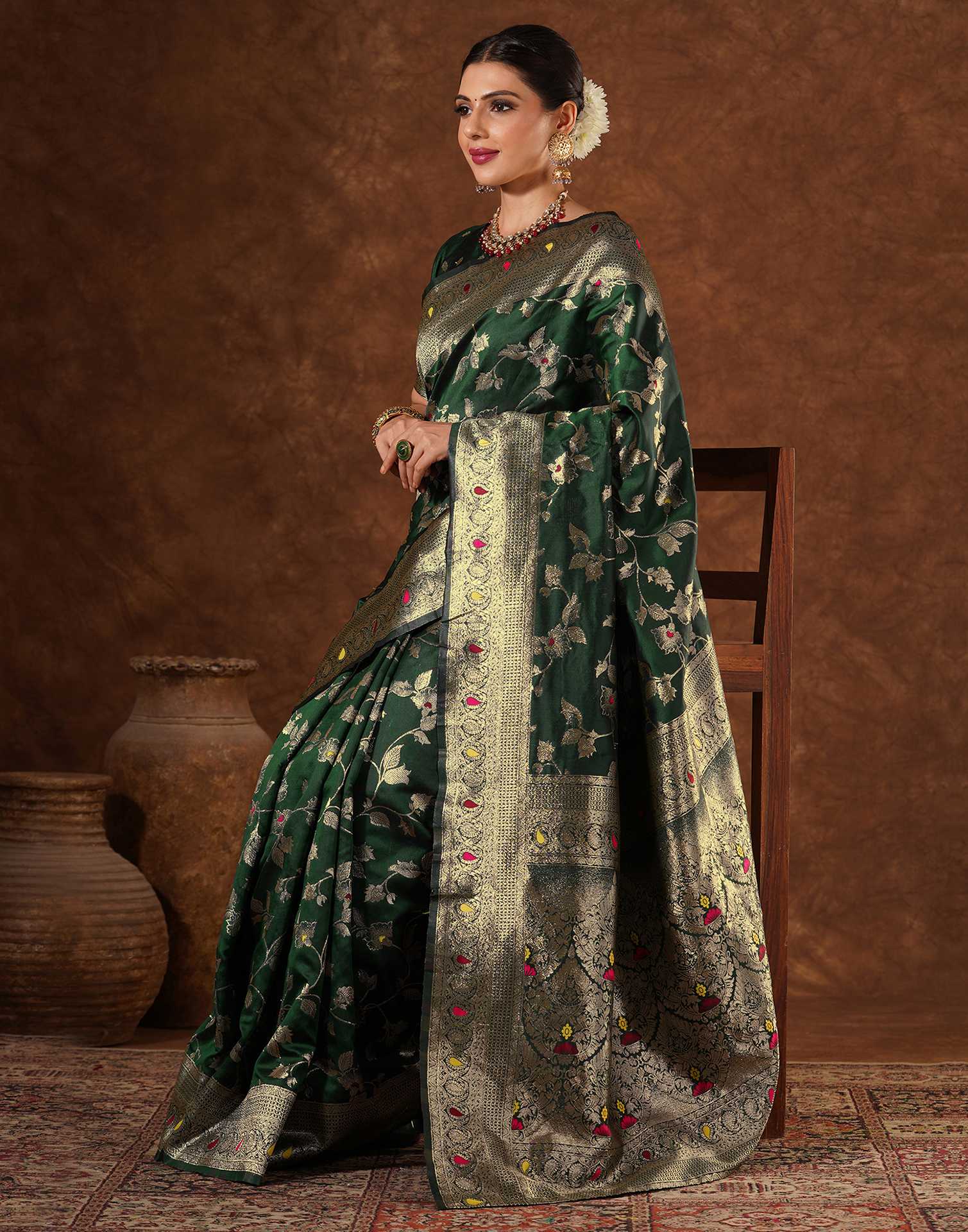 Green Silk Woven Banarasi Saree