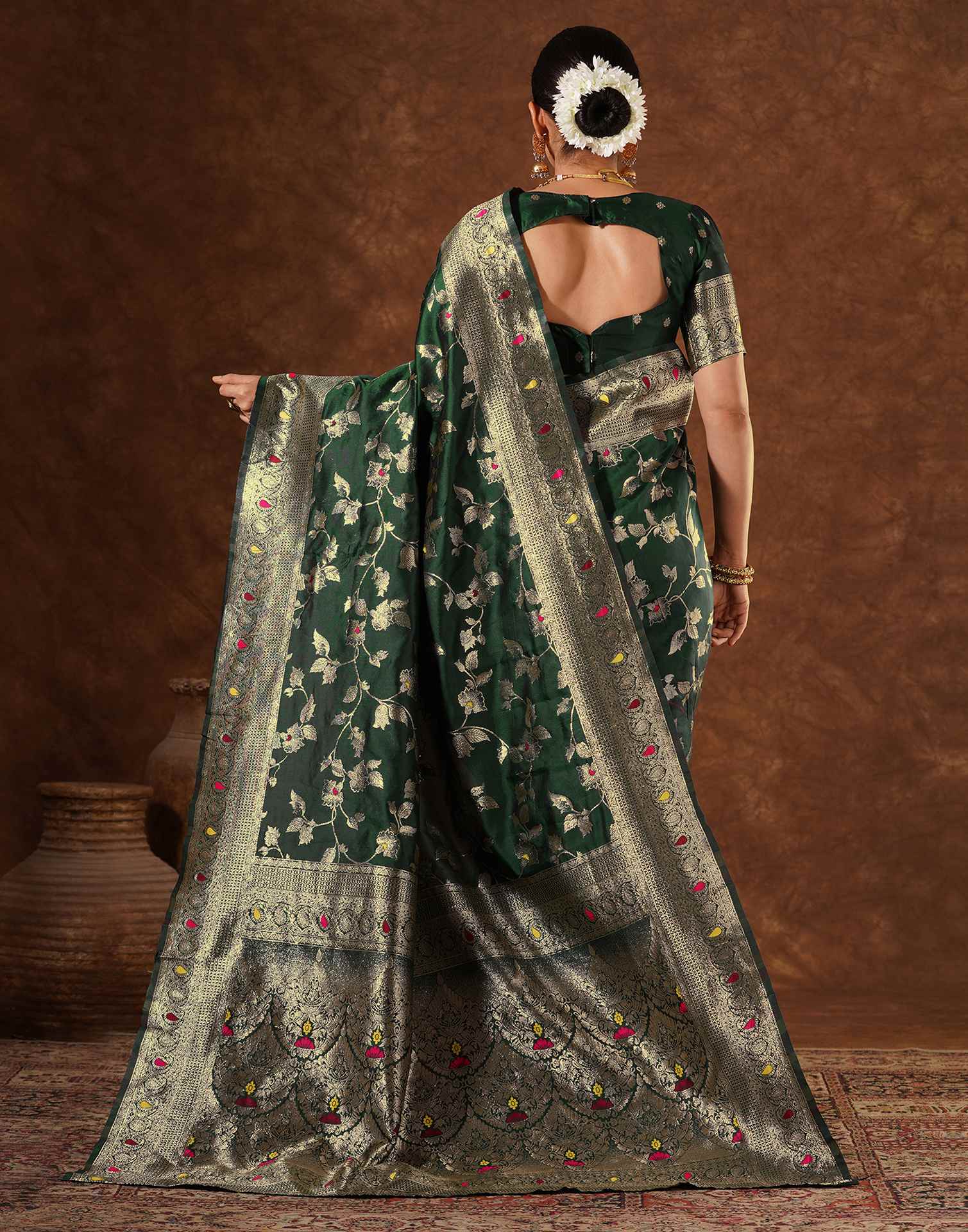 Green Silk Woven Banarasi Saree