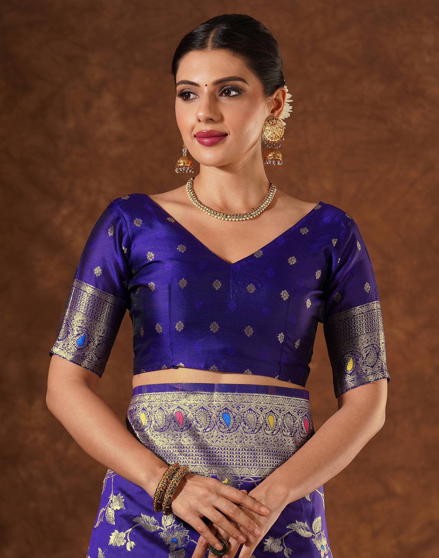 Purple Silk Woven Banarasi Saree