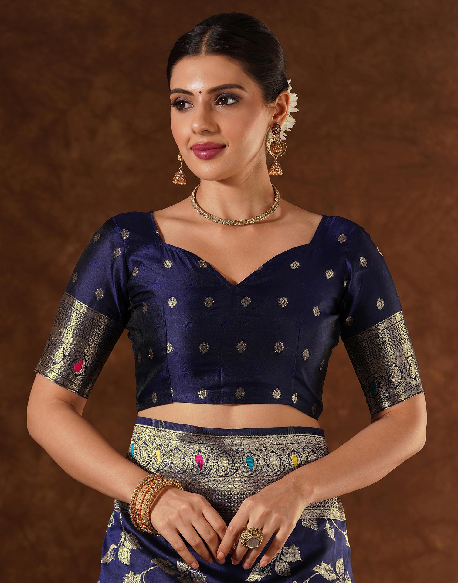 Blue Silk Woven Banarasi Saree