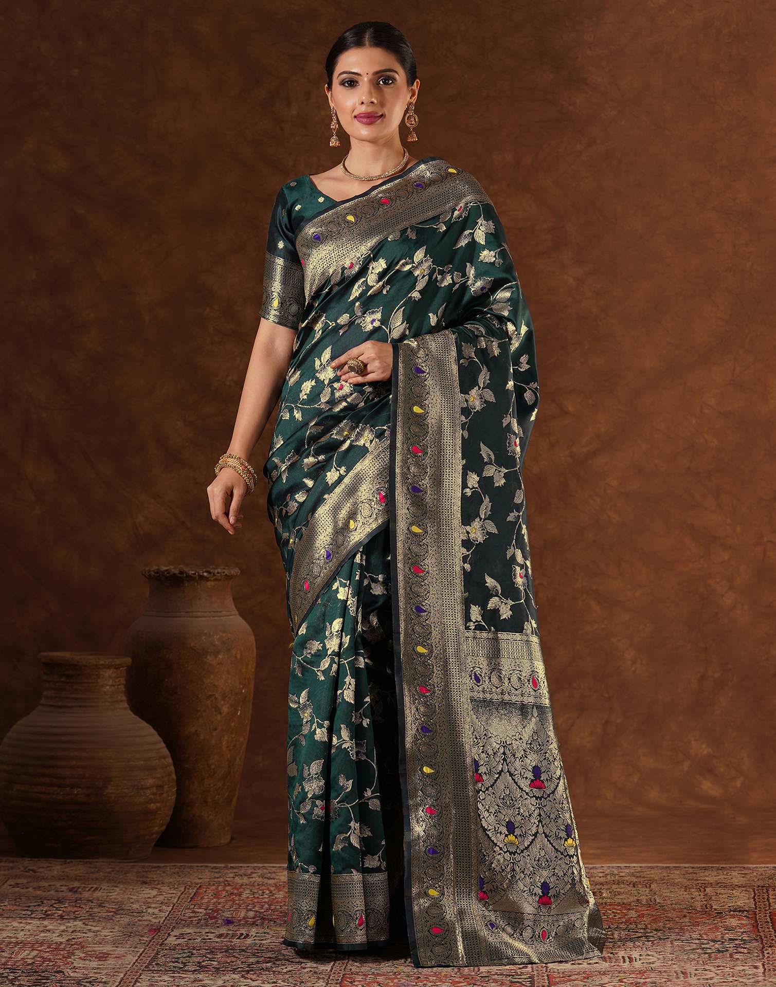 Green Silk Woven Banarasi Saree