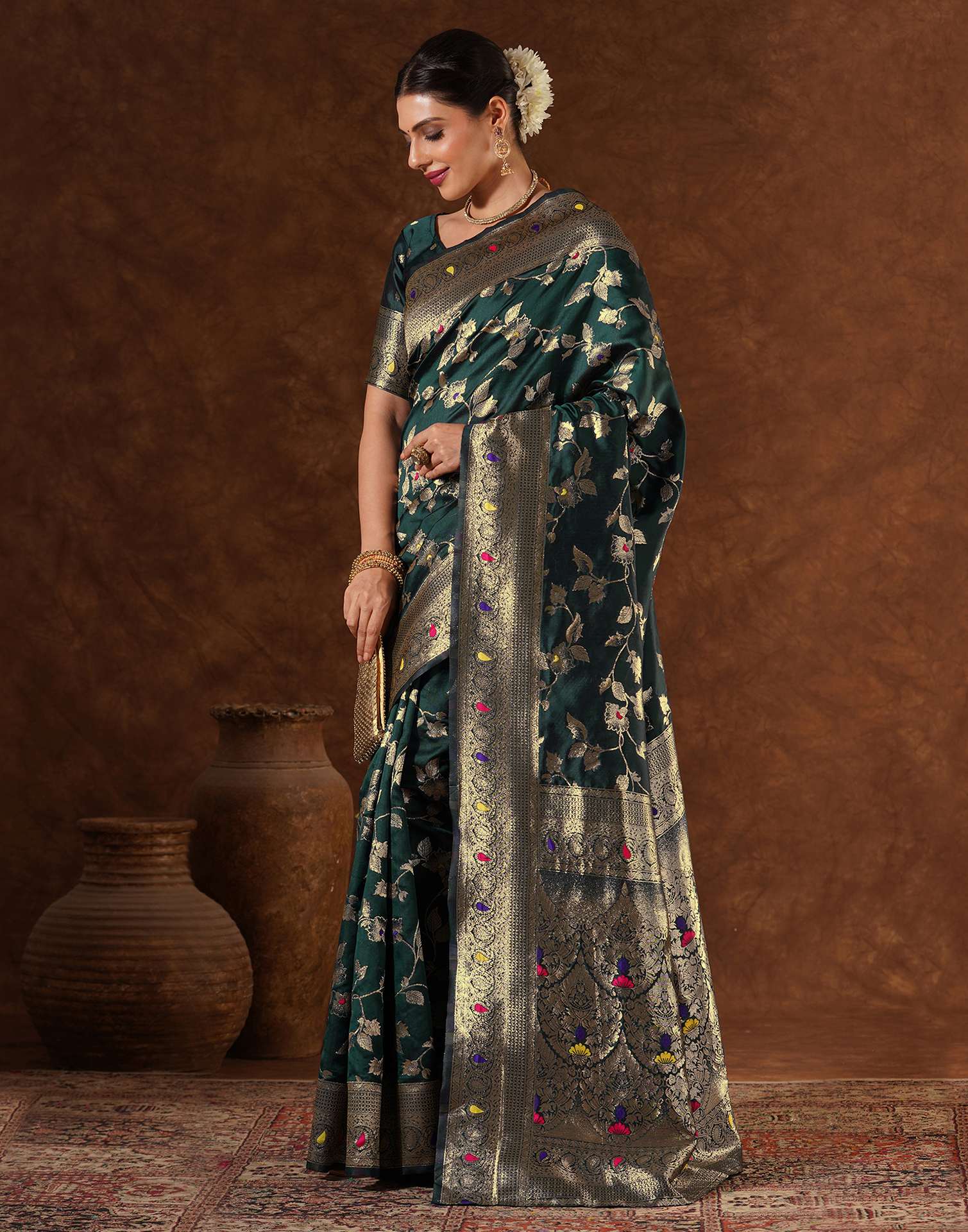 Green Silk Woven Banarasi Saree