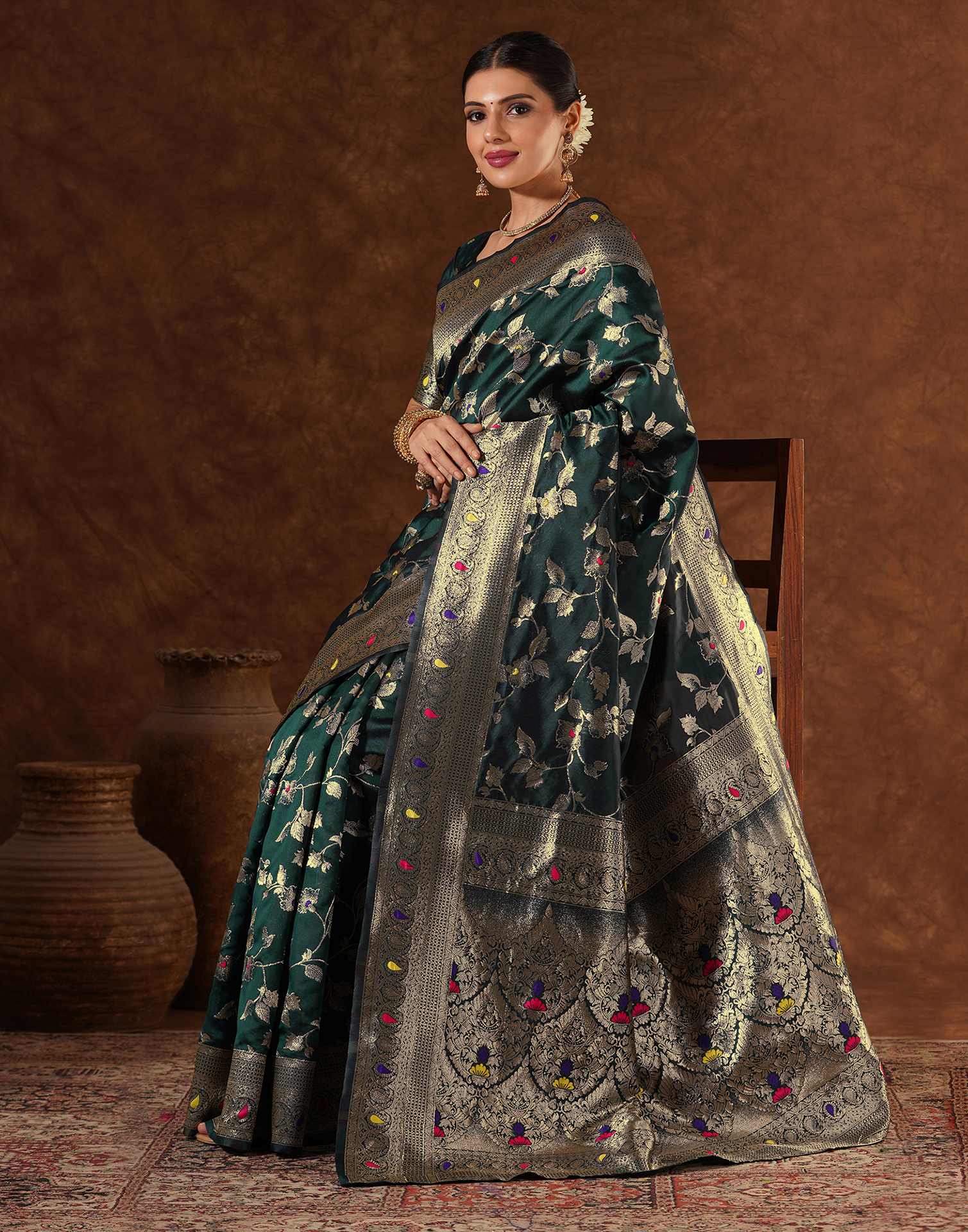Green Silk Woven Banarasi Saree