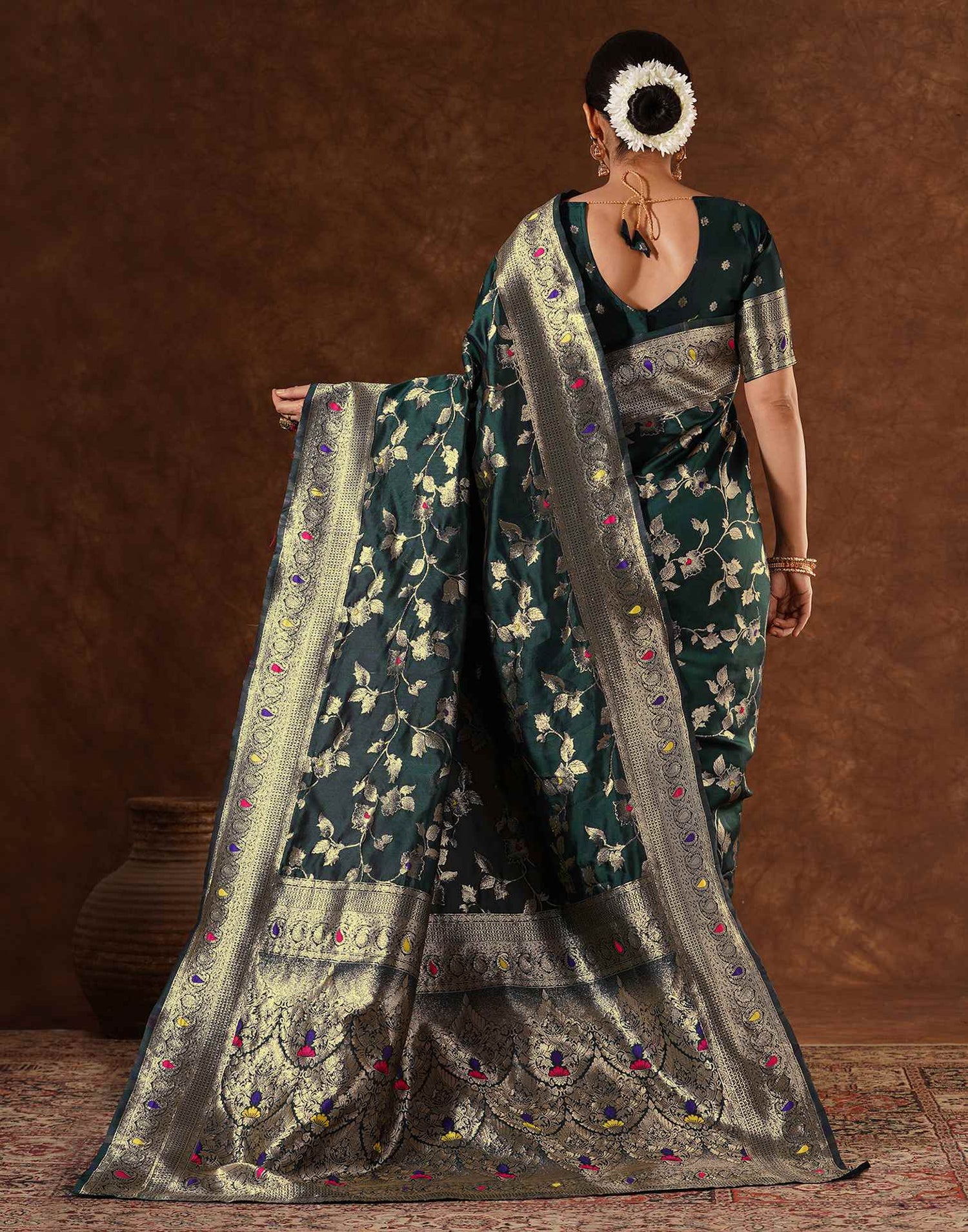 Green Silk Woven Banarasi Saree