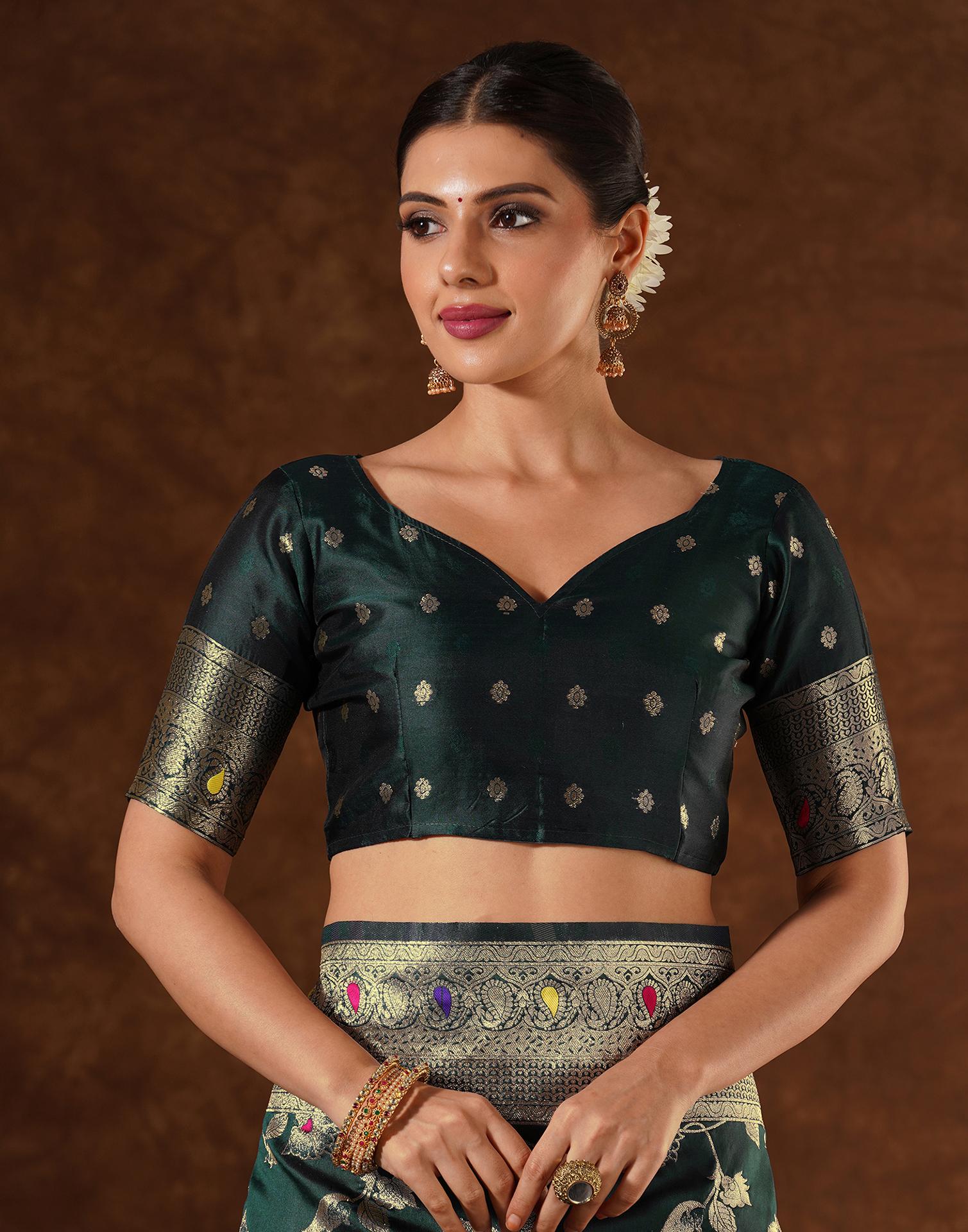 Green Silk Woven Banarasi Saree
