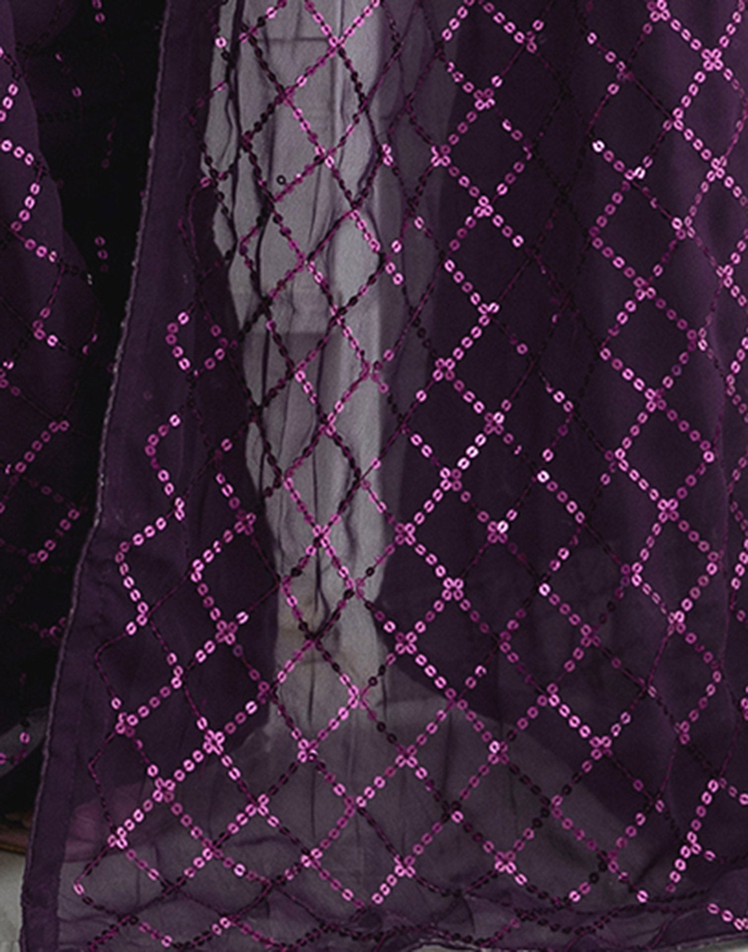 Ready To Wear Wine Georgette Sequence Work Saree