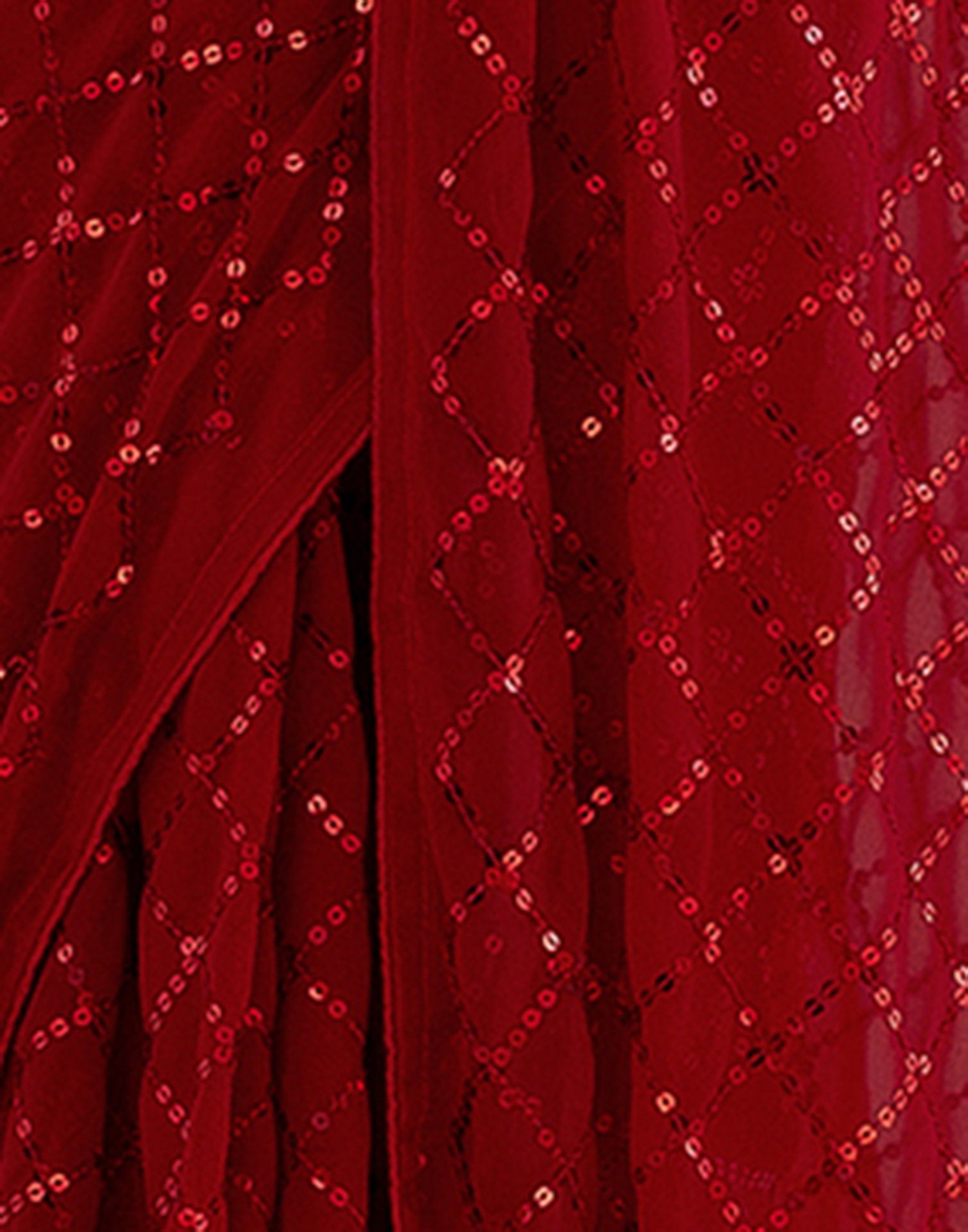 Ready To Wear Red Georgette Sequence Work Saree