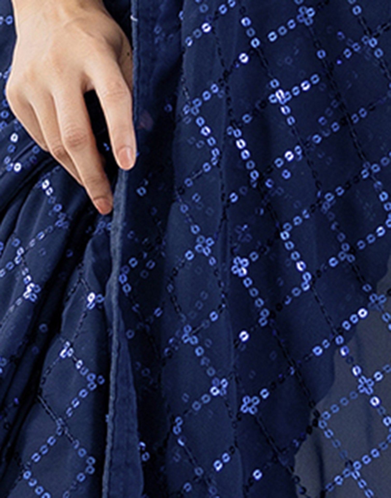 Ready To Wear Dark Blue Georgette Sequence Work Saree