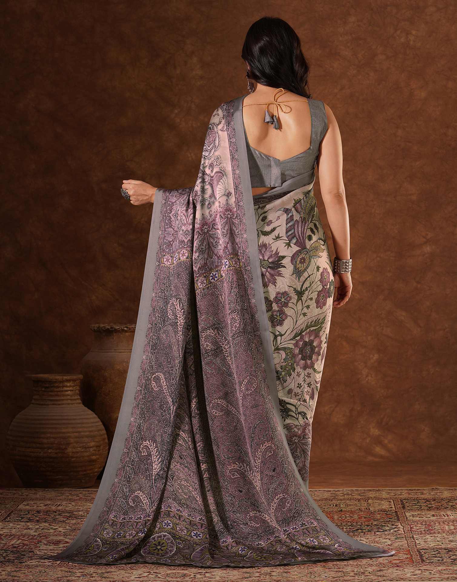 Multicoloured Satin Printed Saree