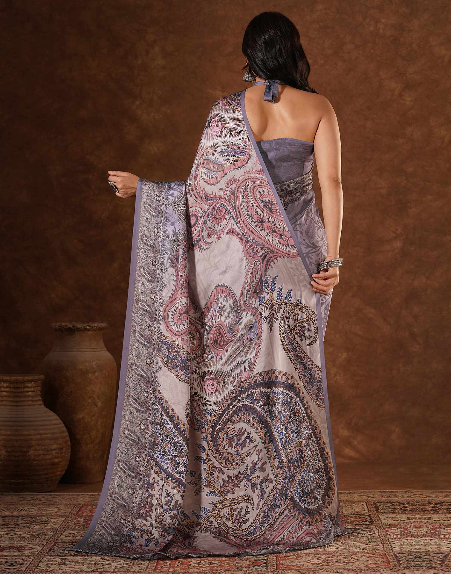 Multicoloured Satin Printed Saree