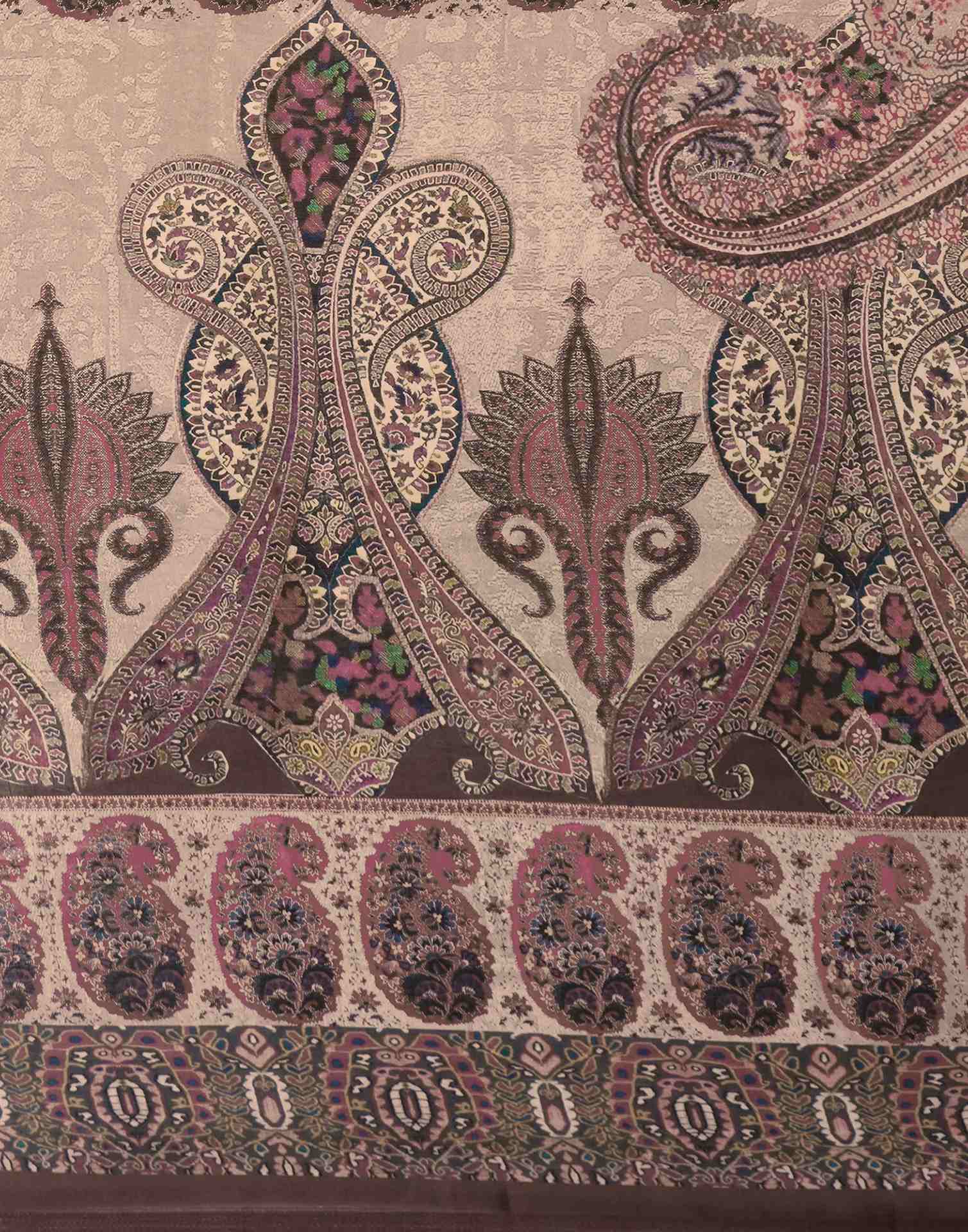Brown Satin Printed Saree