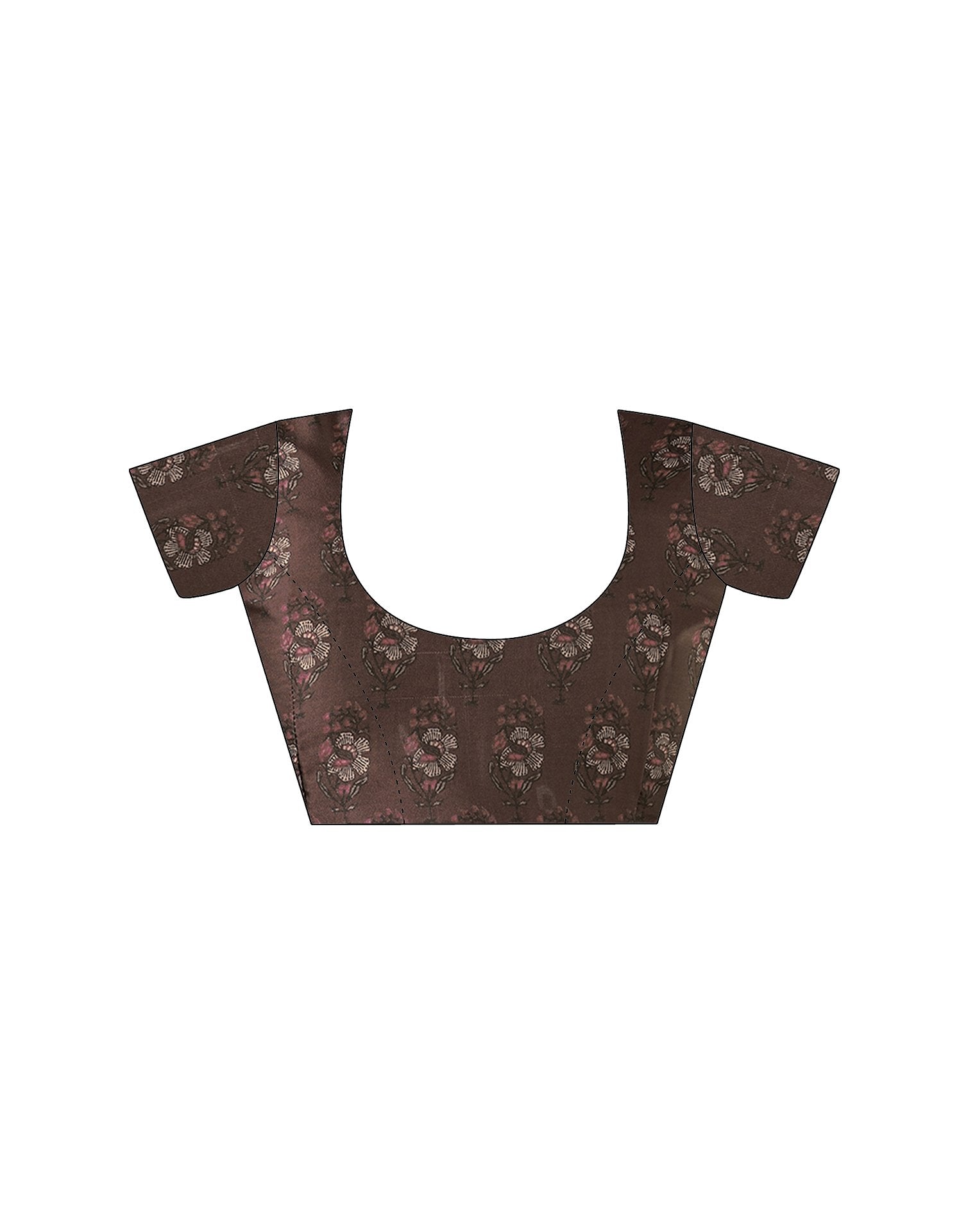 Brown Satin Printed Saree
