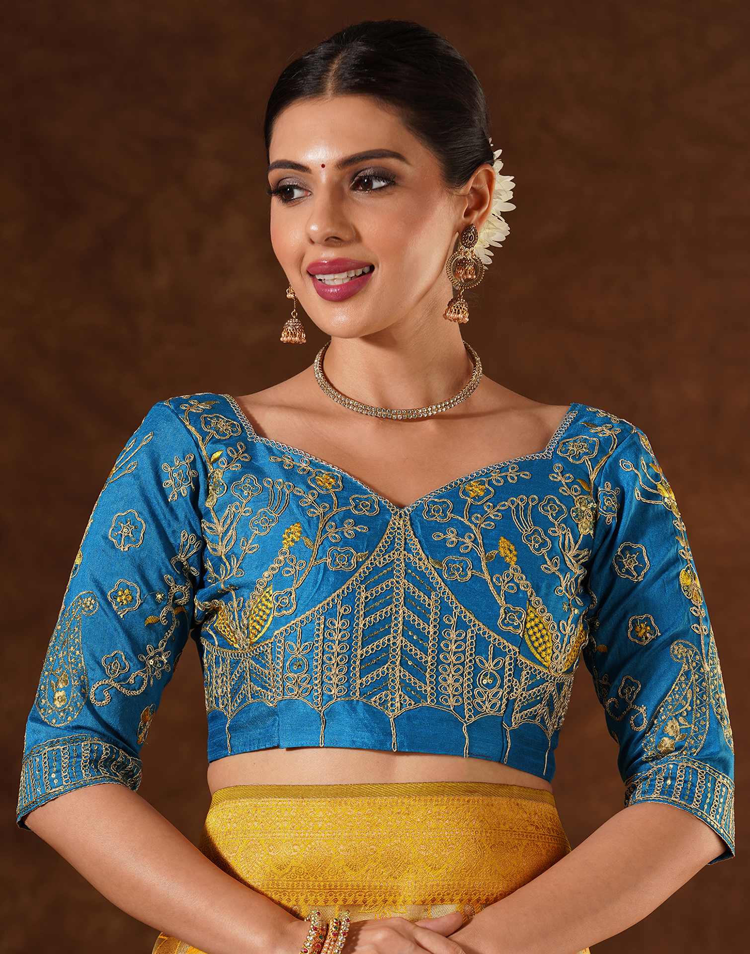 Yellow Silk Woven Saree