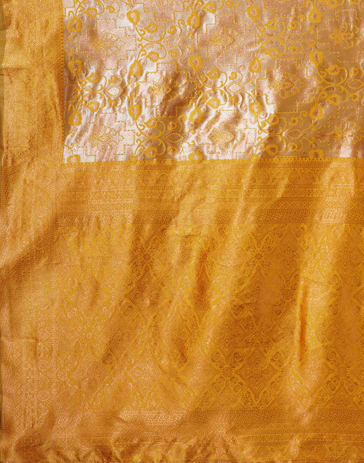 Yellow Silk Woven Saree