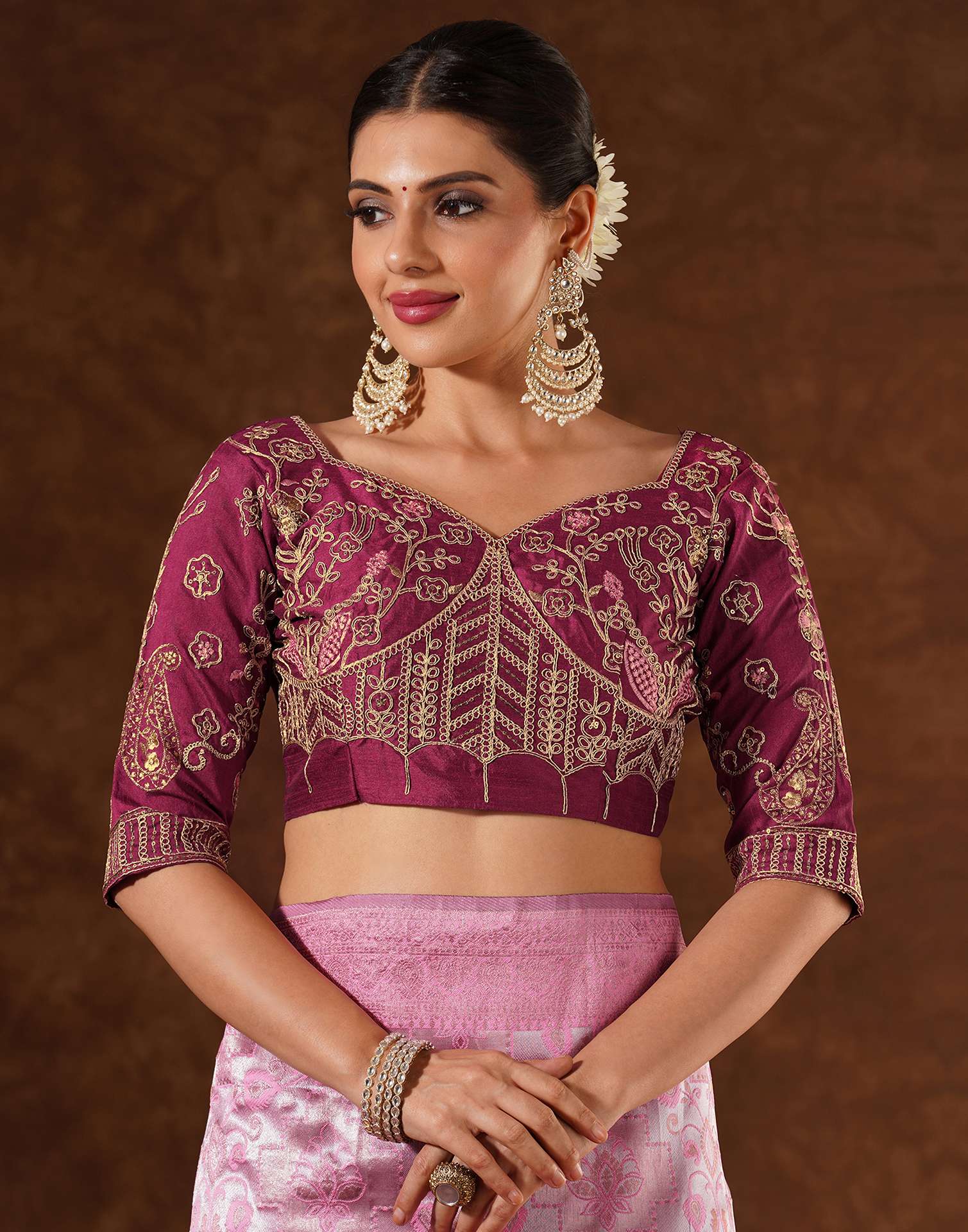 Pink Silk Woven Saree