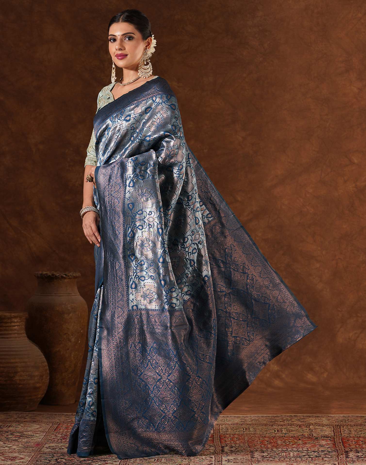 Blue Silk Woven Saree