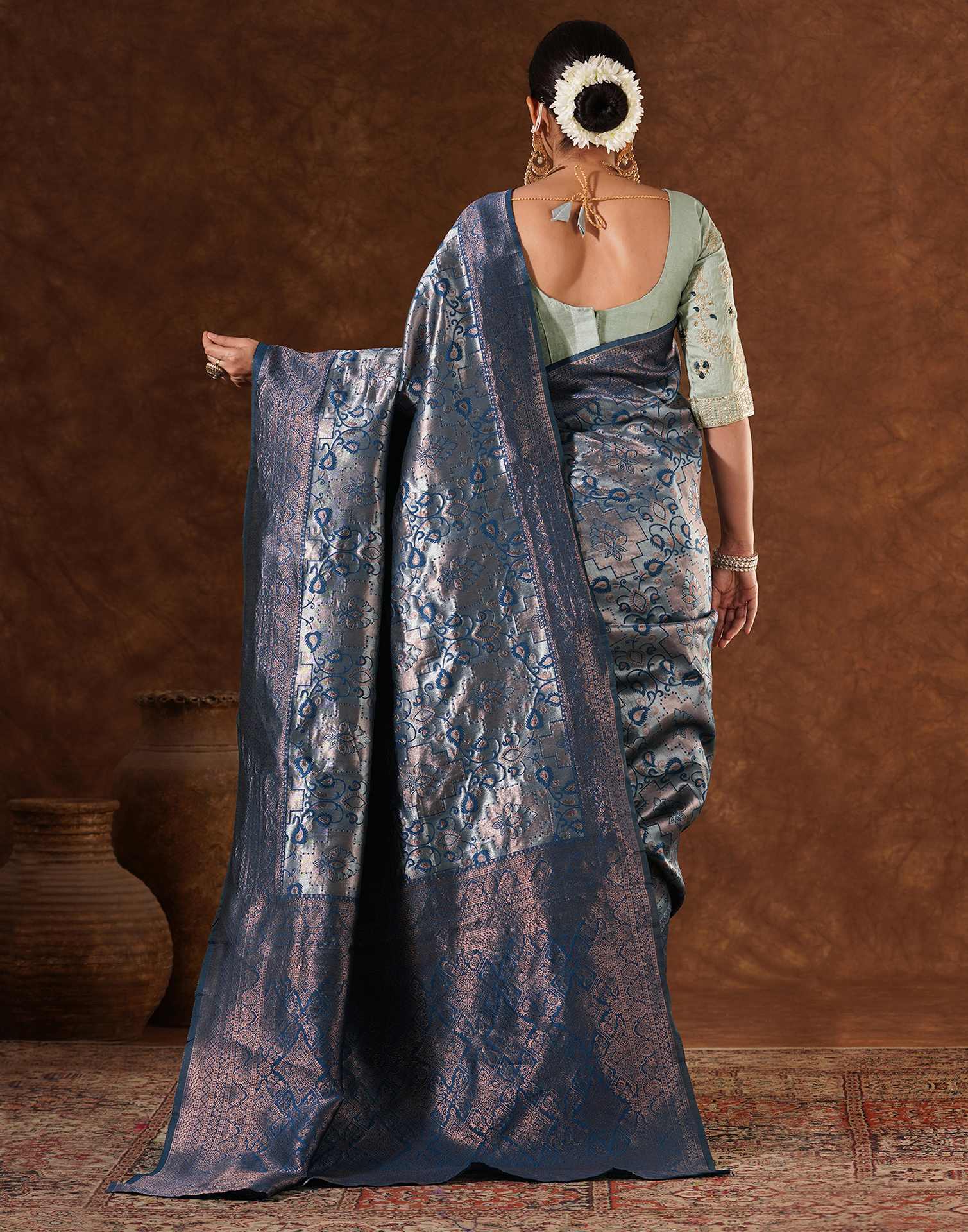 Blue Silk Woven Saree