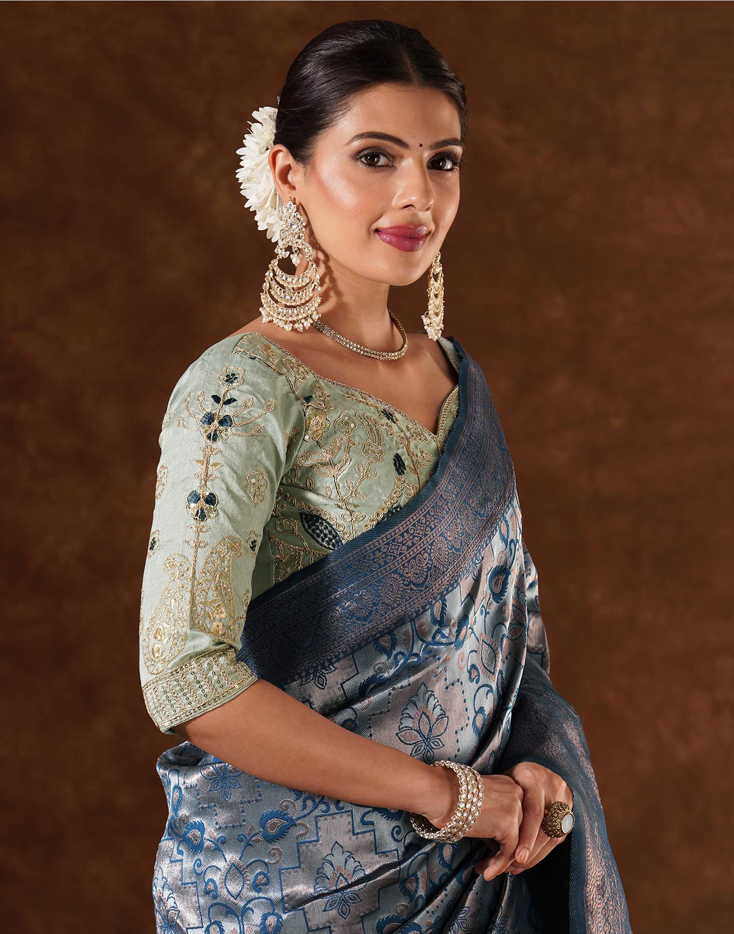 Blue Silk Woven Saree