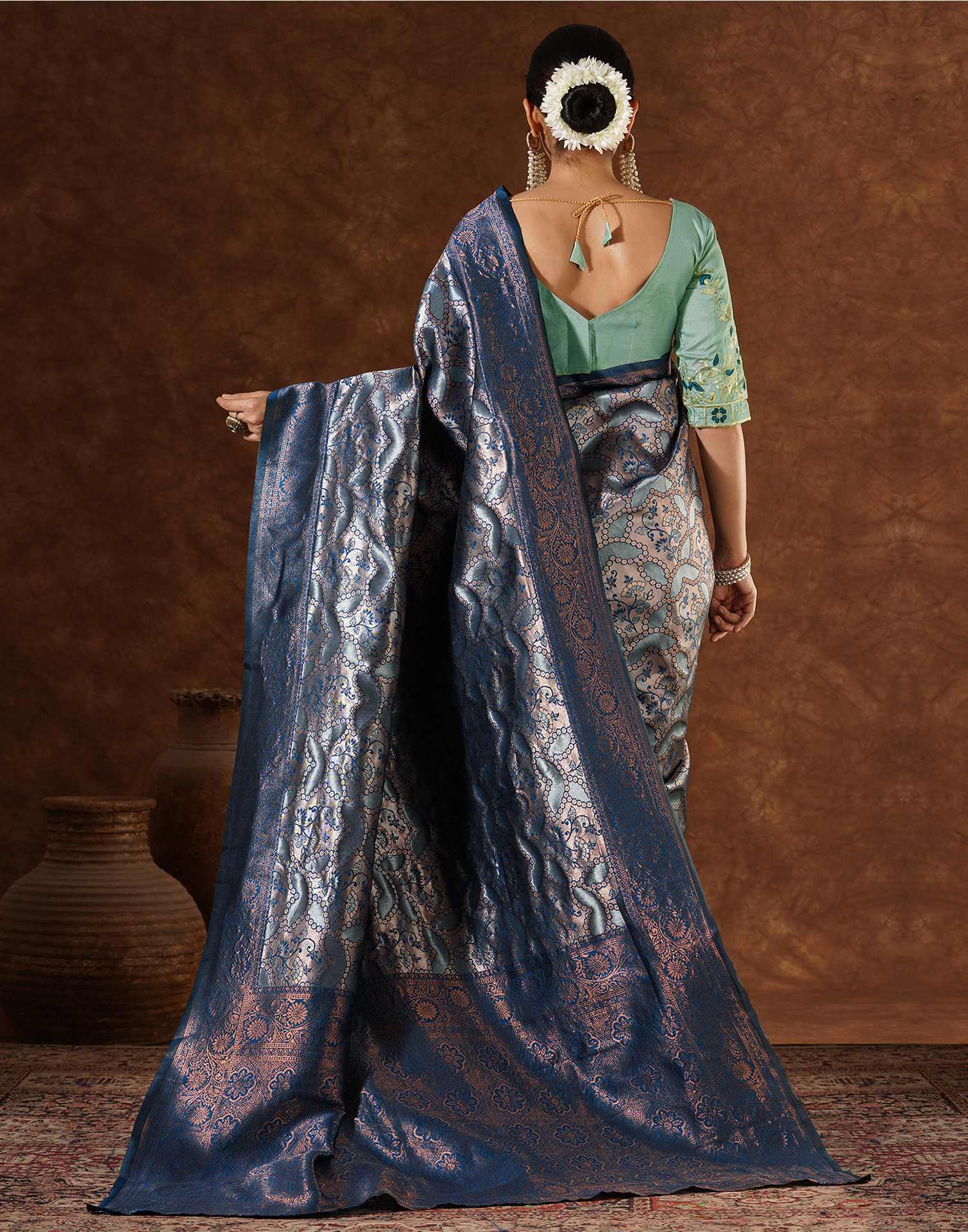 Blue Silk Woven Saree