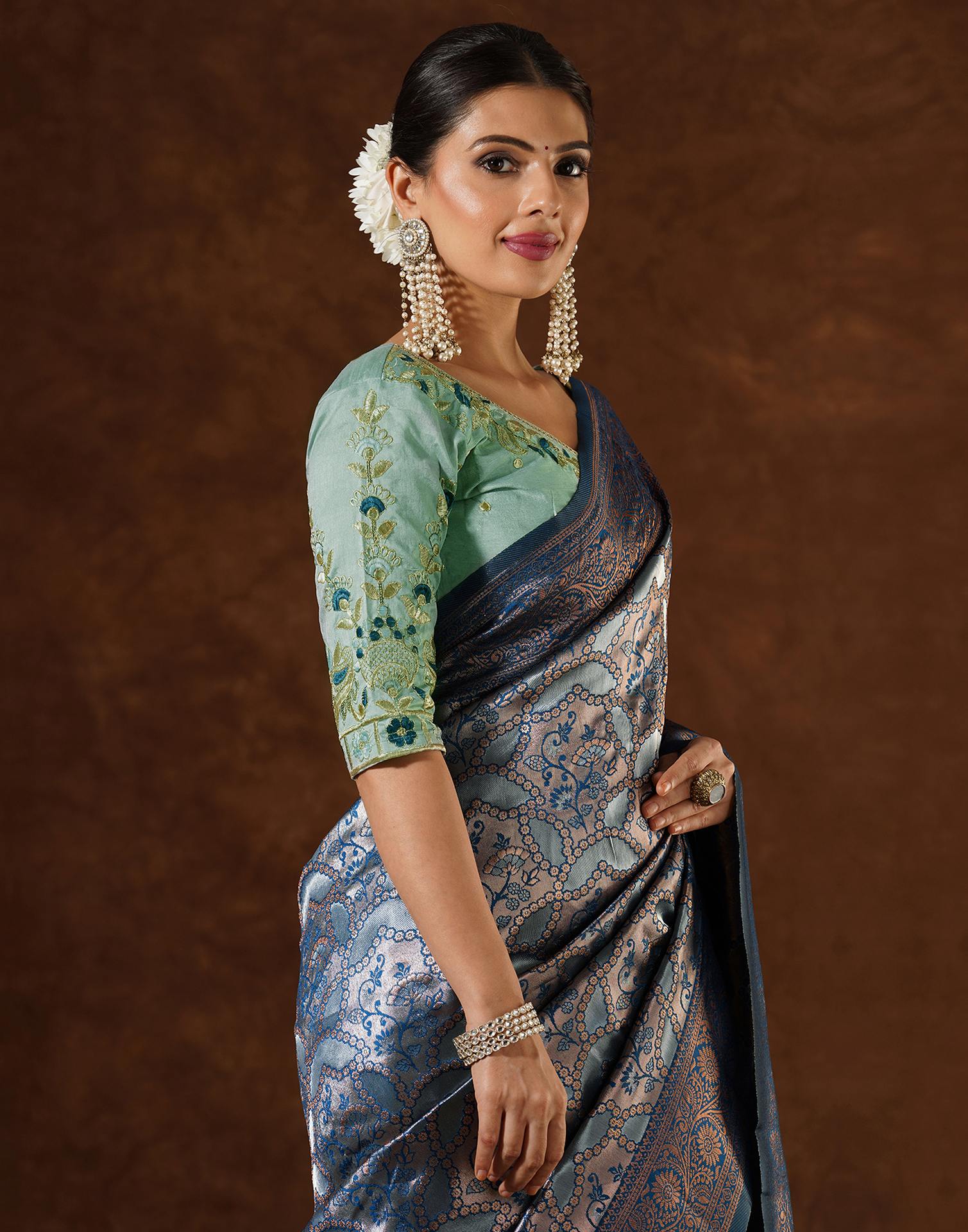 Blue Silk Woven Saree