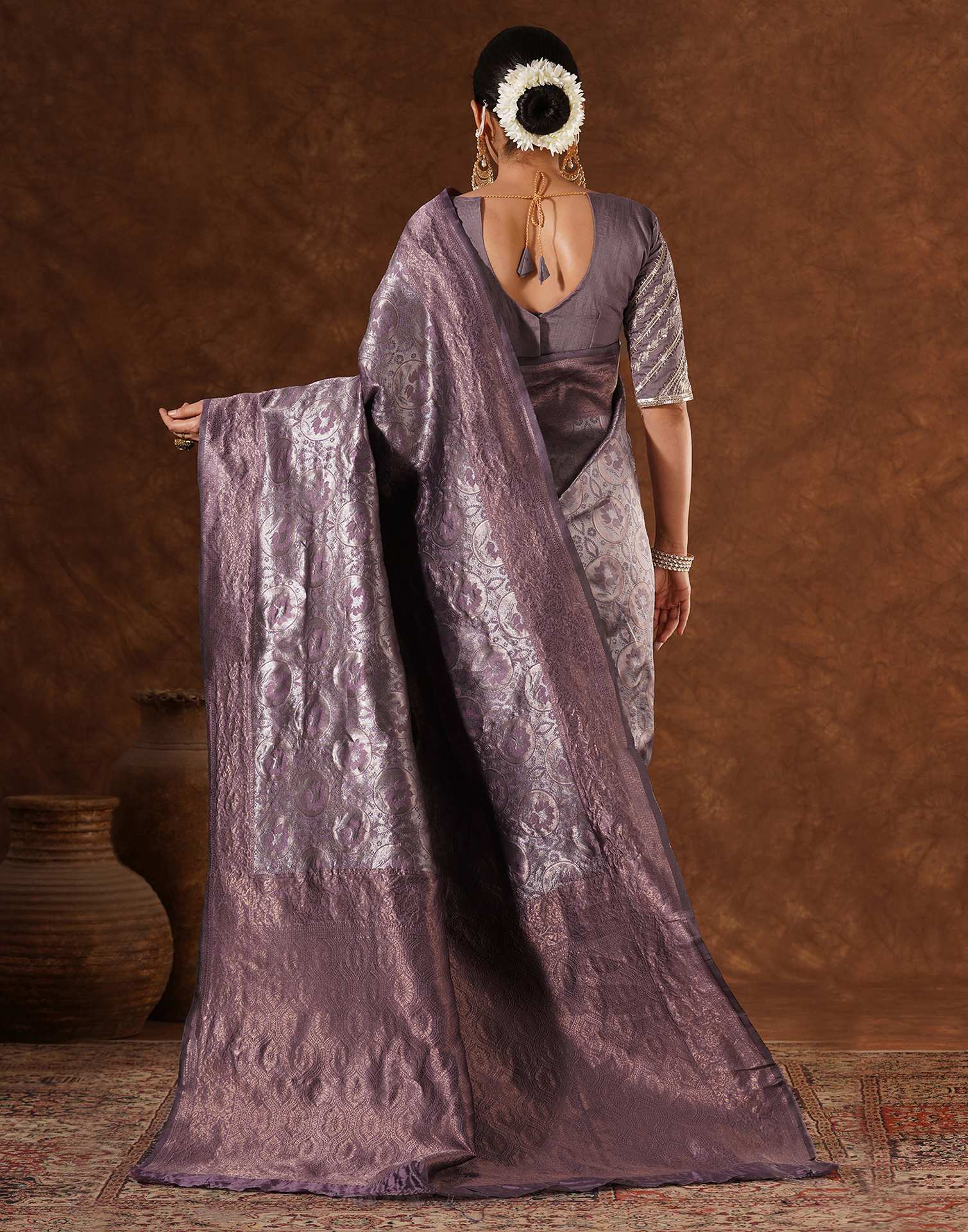 Mauve Silk Woven Saree
