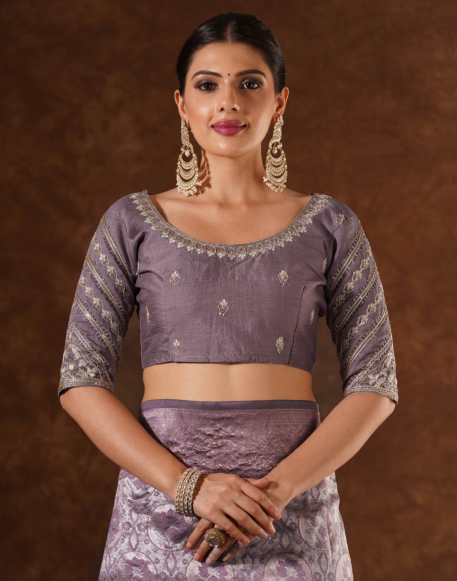 Mauve Silk Woven Saree
