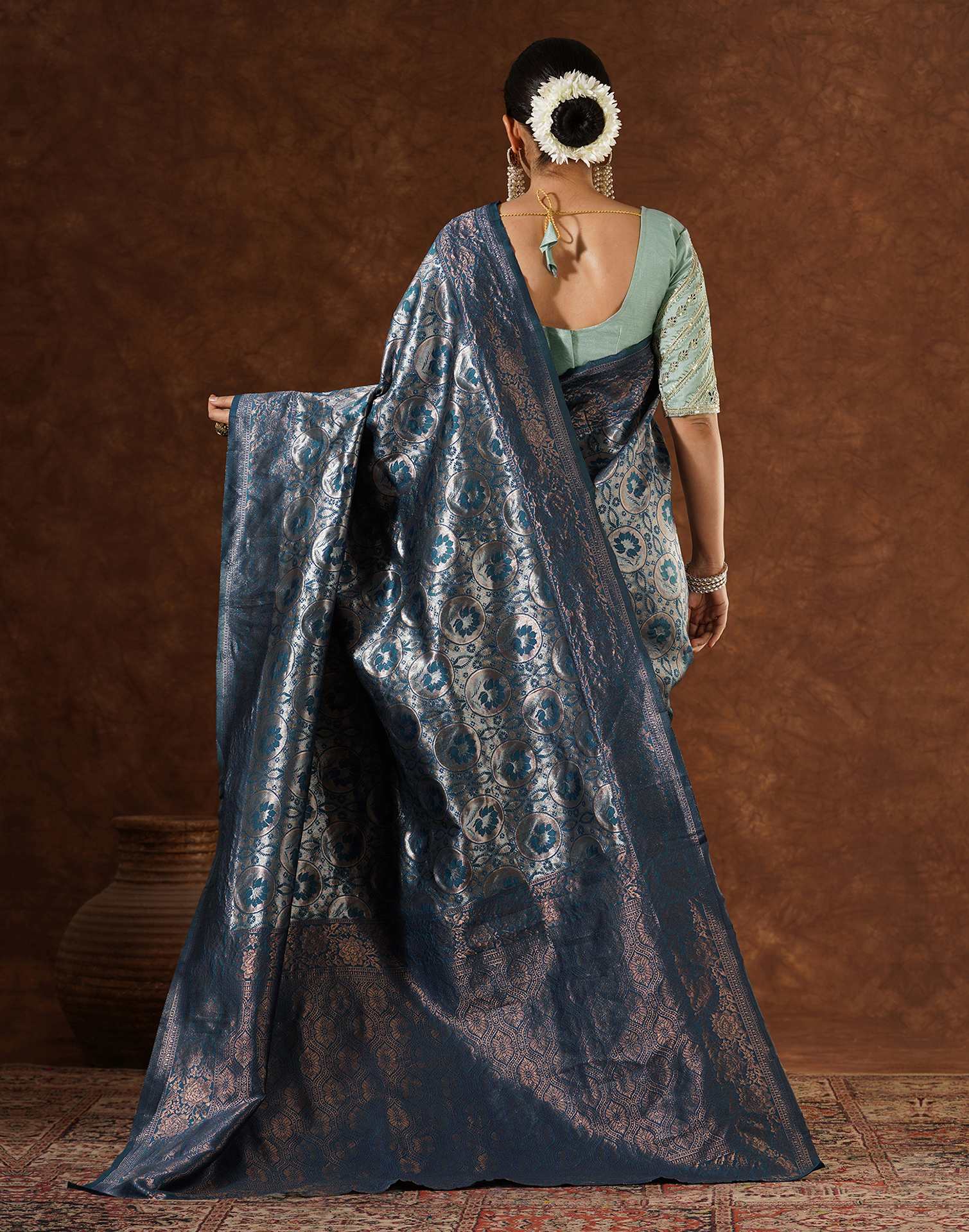 Blue Silk Woven Saree