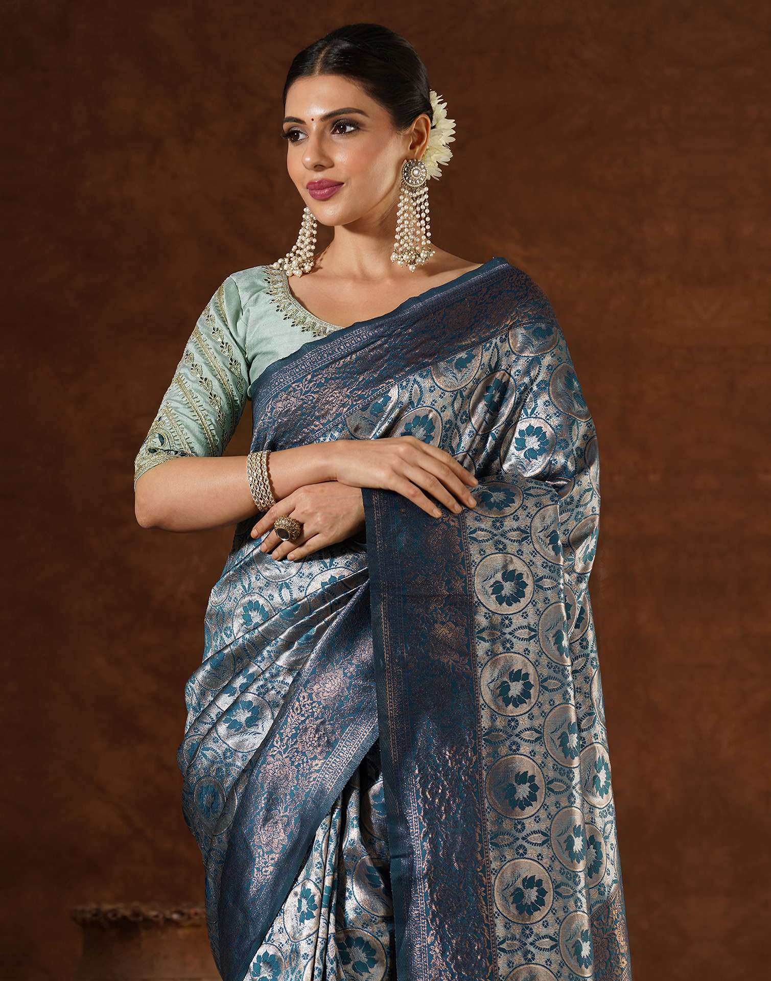 Blue Silk Woven Saree
