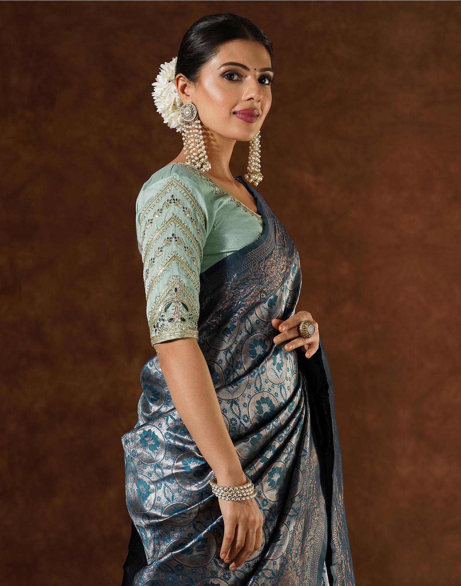Blue Silk Woven Saree