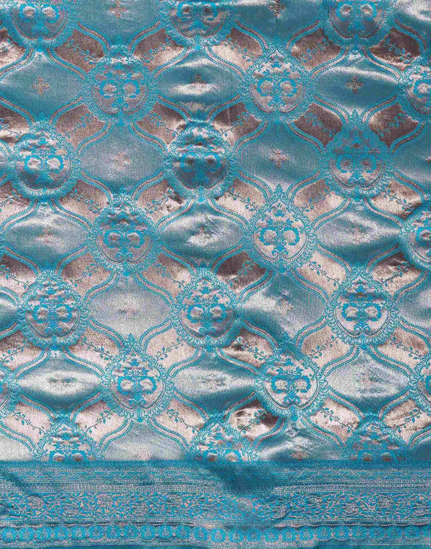 Turquoise Silk Woven Saree