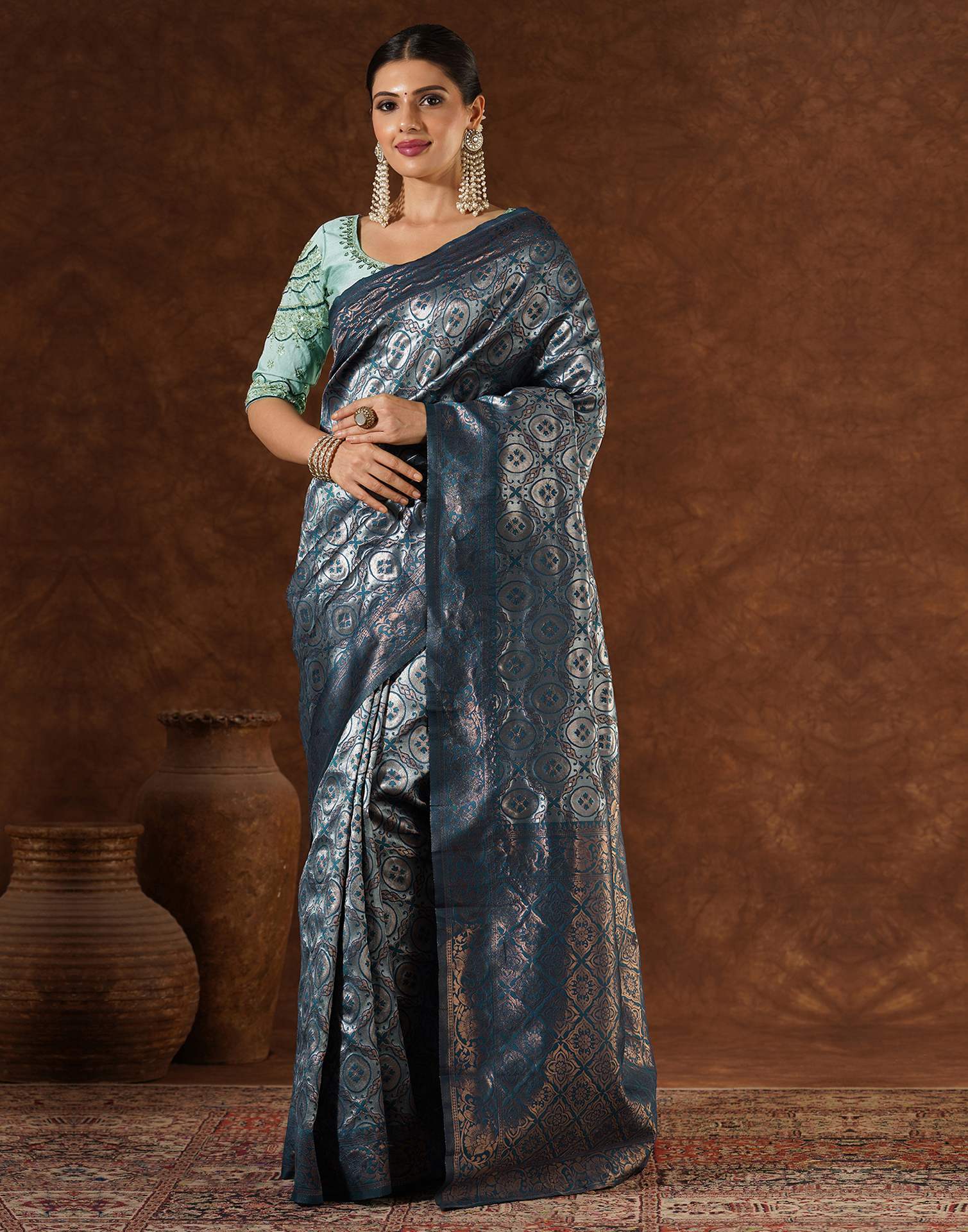 Blue Silk Woven Saree
